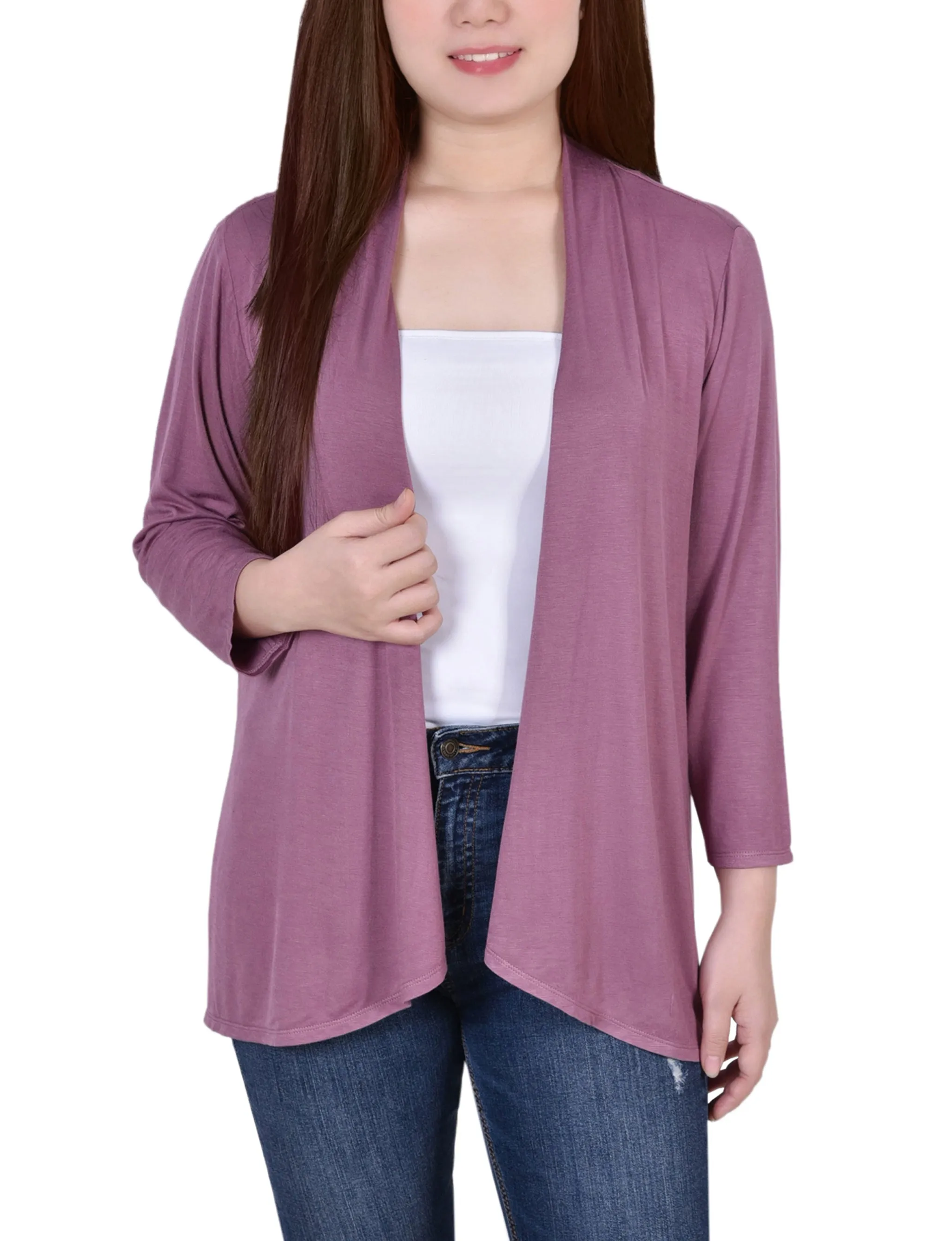 3/4 Sleeve Solid Cardigan