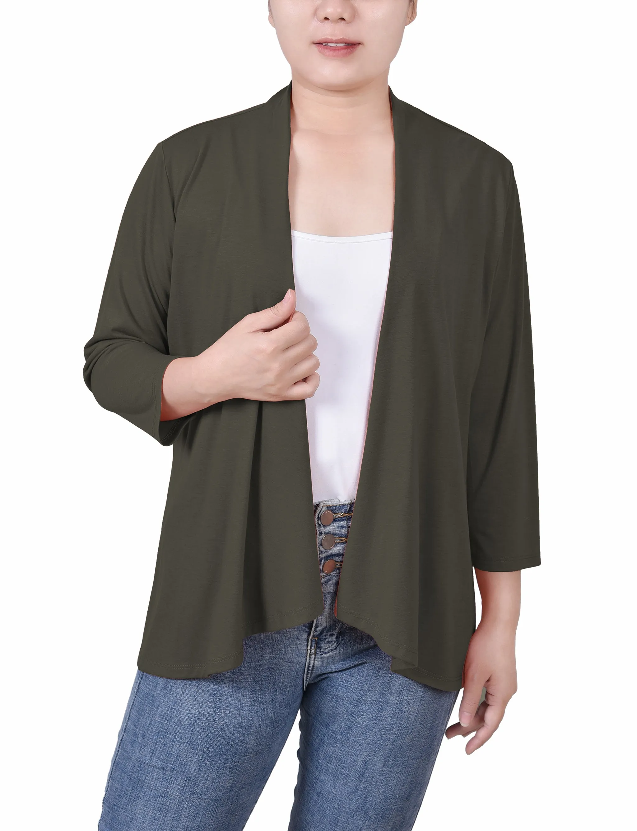 3/4 Sleeve Solid Cardigan