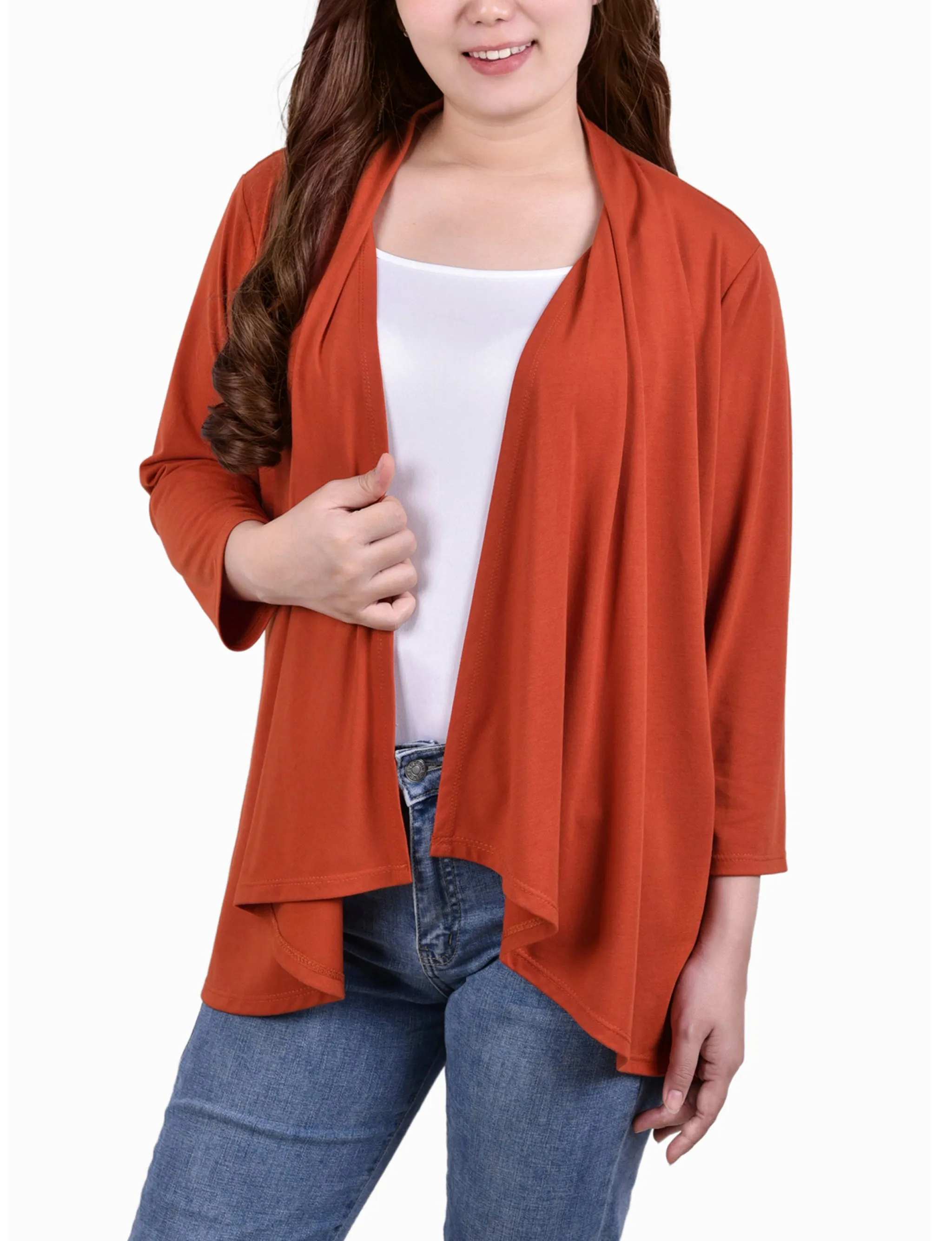 3/4 Sleeve Solid Cardigan