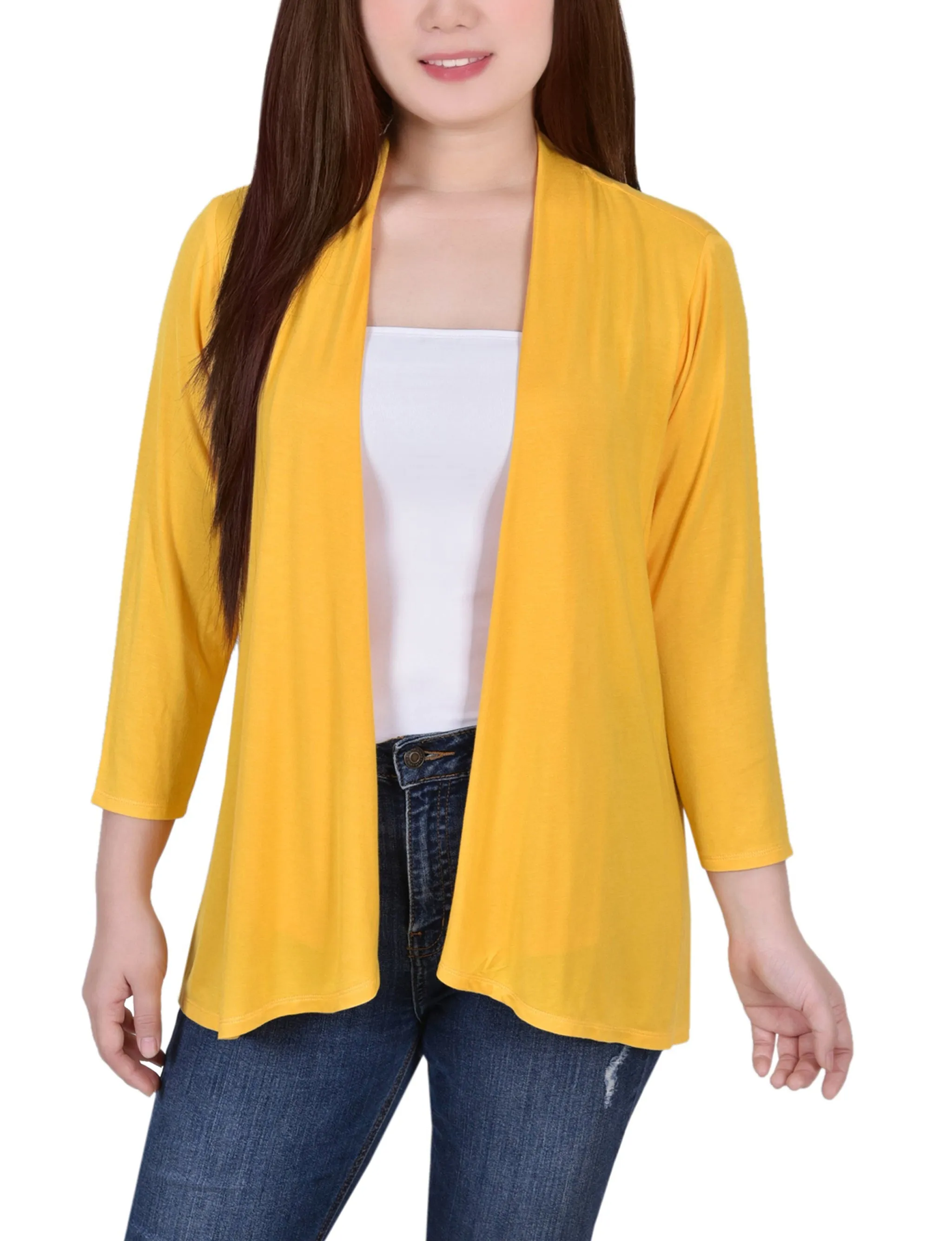 3/4 Sleeve Solid Cardigan