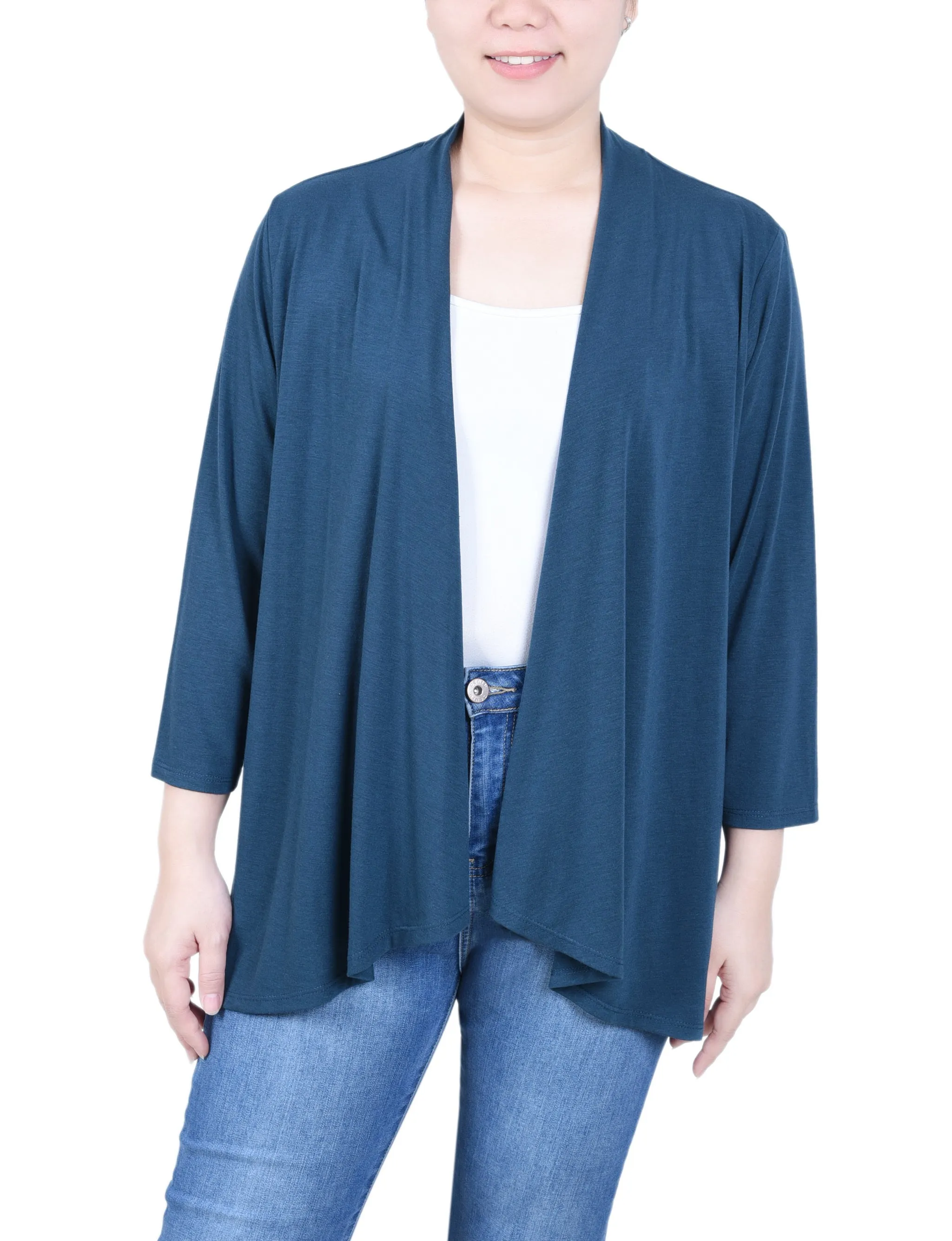 3/4 Sleeve Solid Cardigan