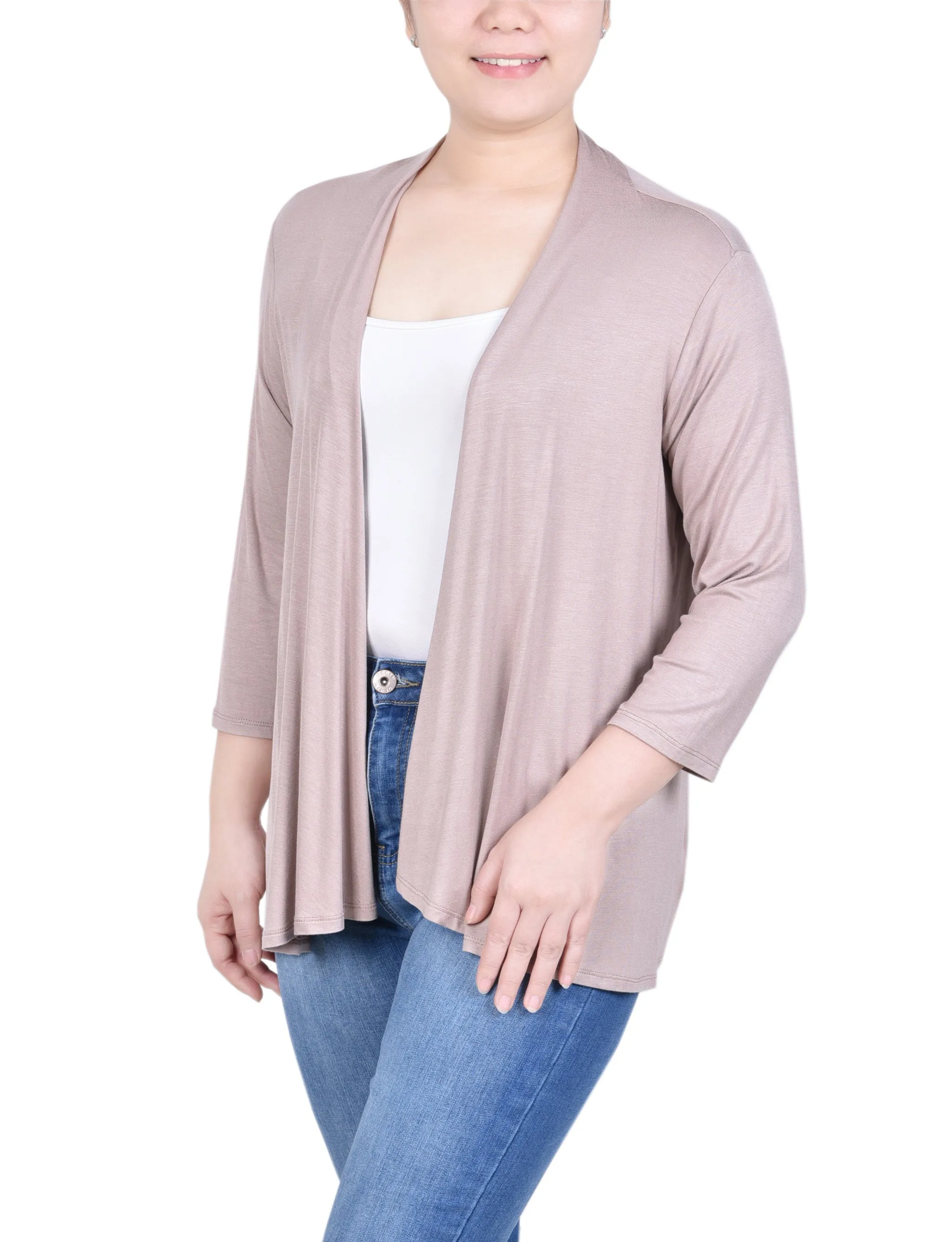 3/4 Sleeve Solid Cardigan