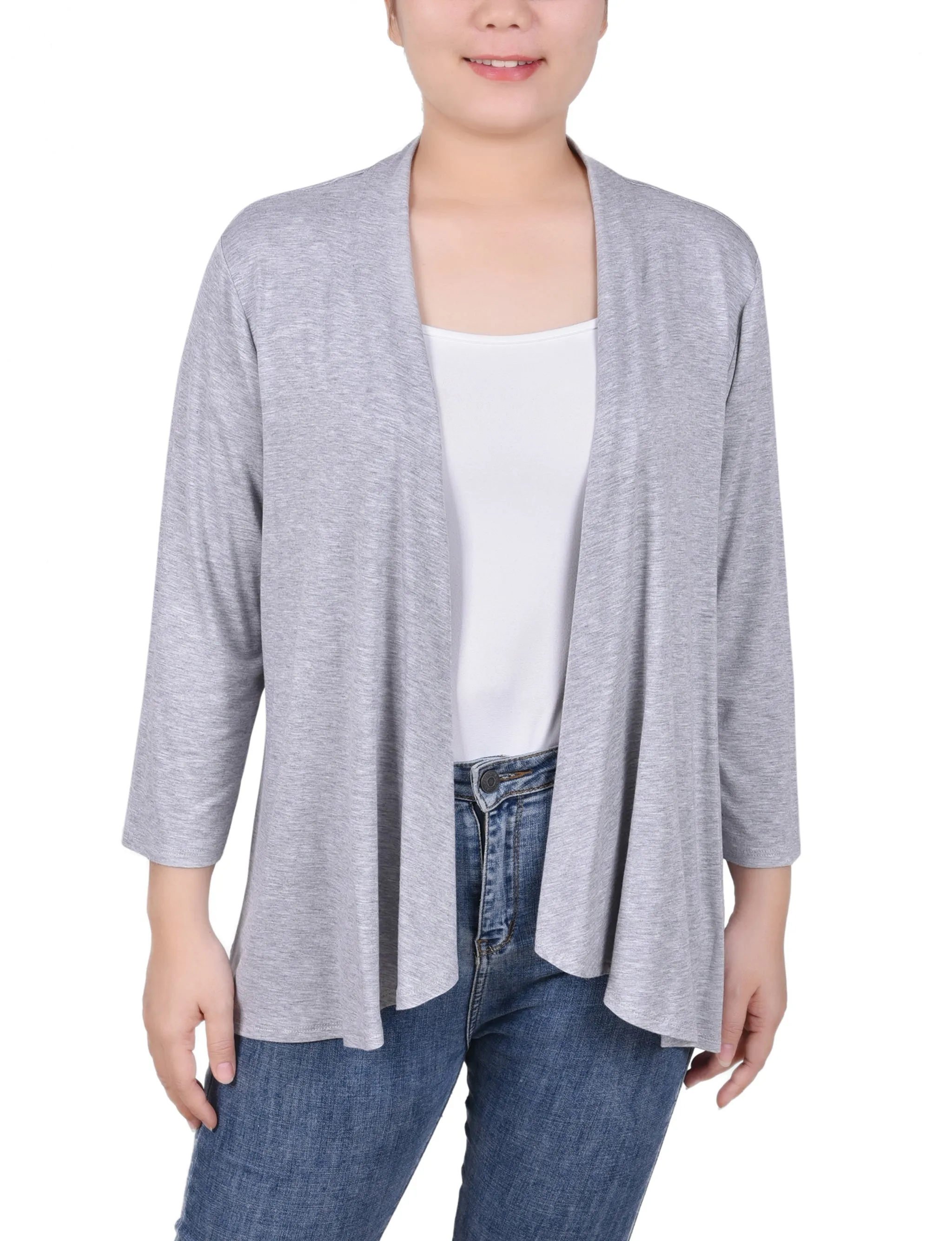 3/4 Sleeve Solid Cardigan