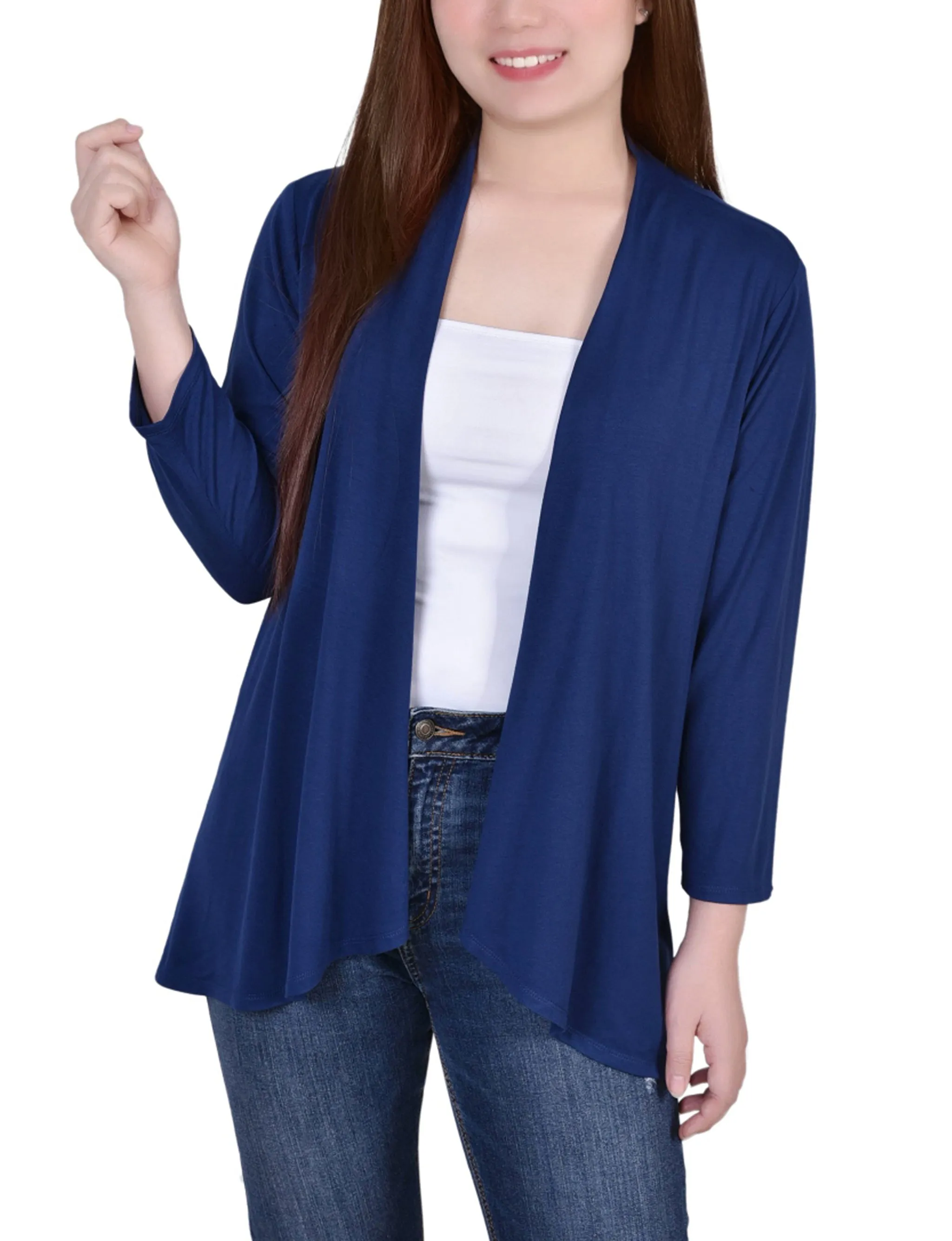 3/4 Sleeve Solid Cardigan