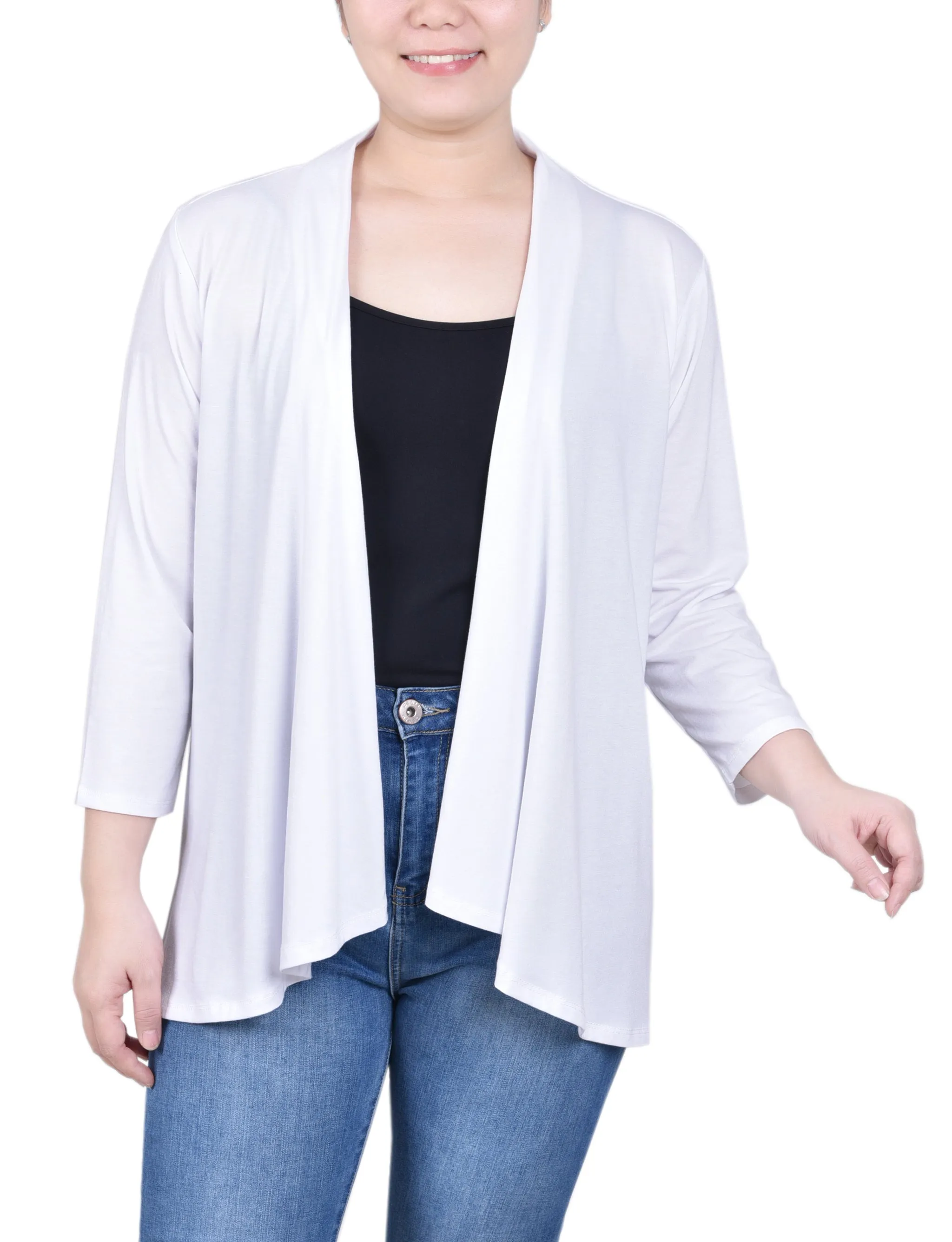 3/4 Sleeve Solid Cardigan