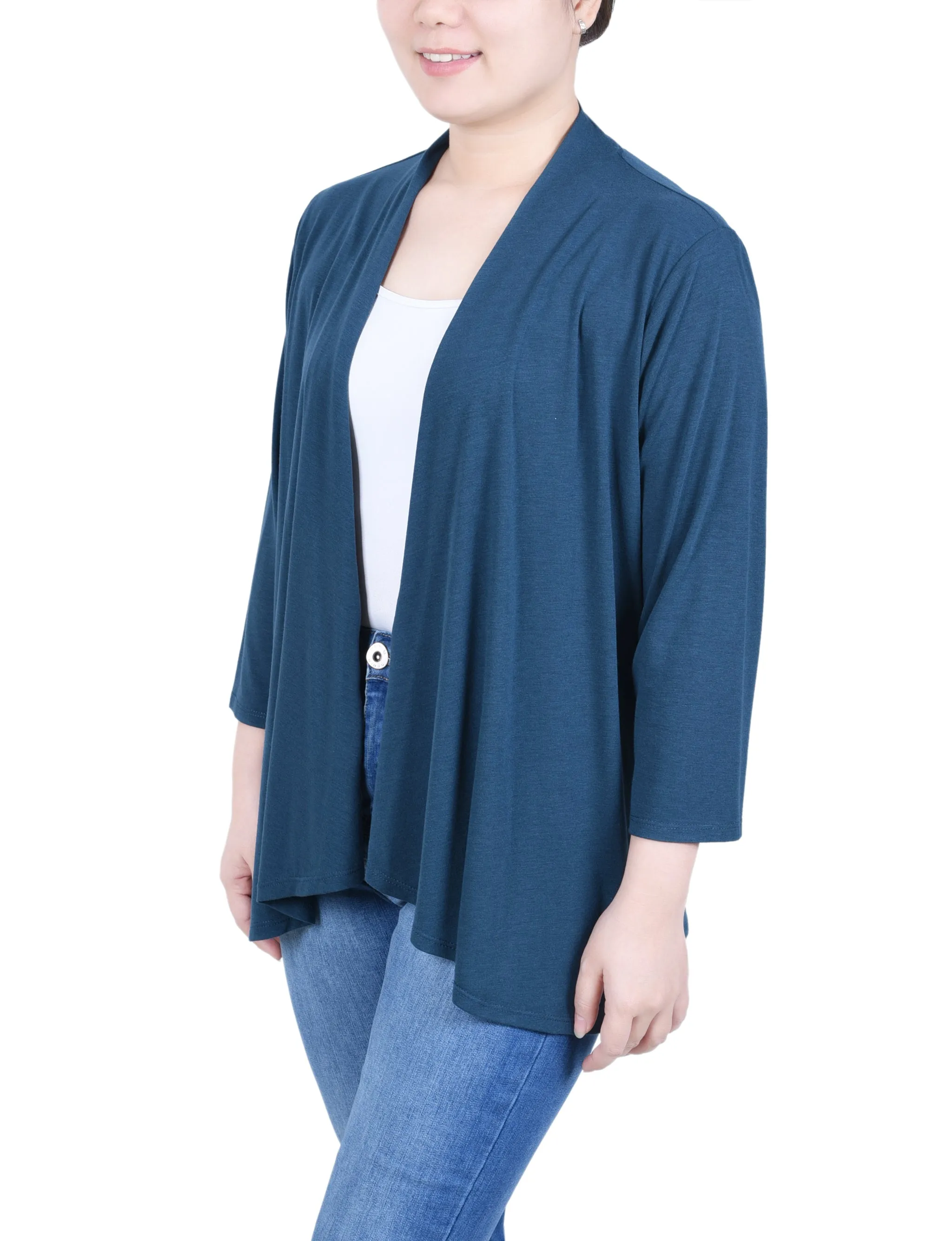 3/4 Sleeve Solid Cardigan