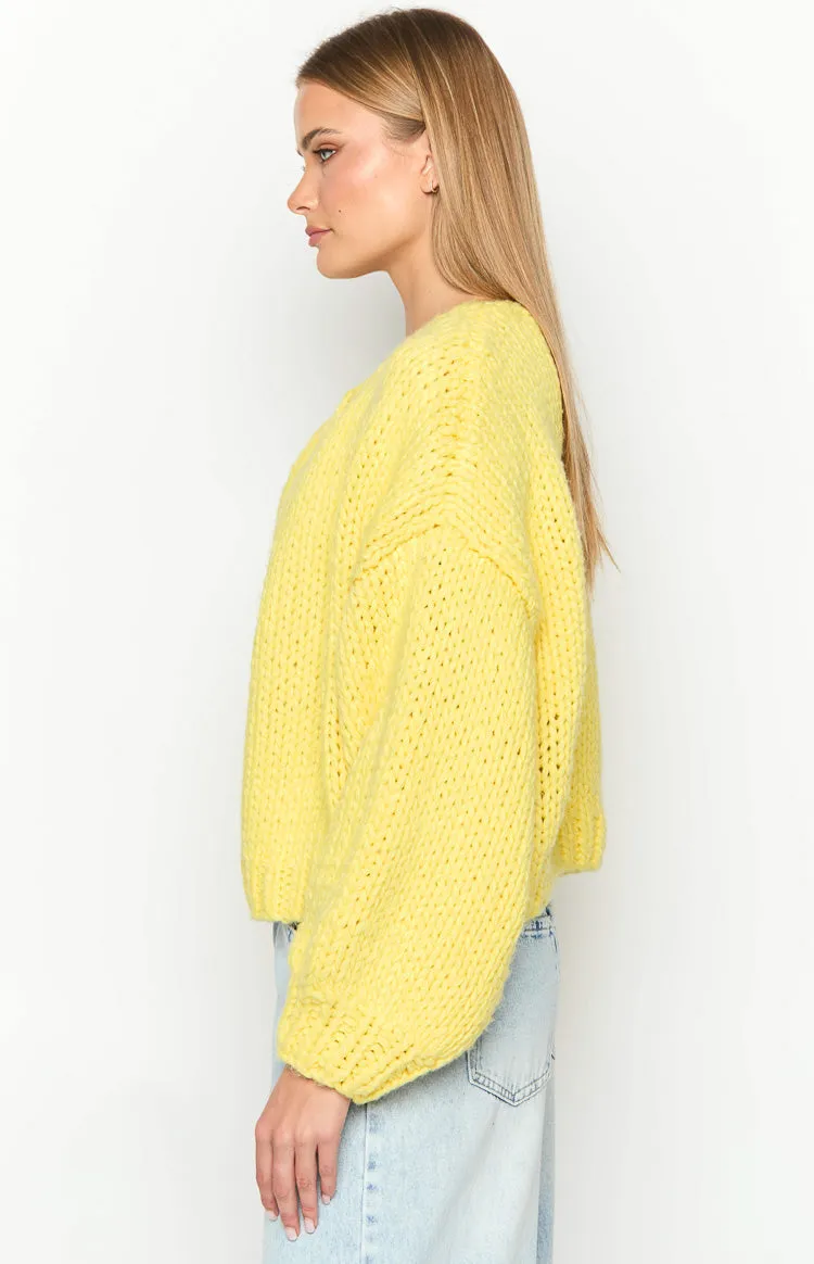 Bad Habits Yellow Knit Cardigan