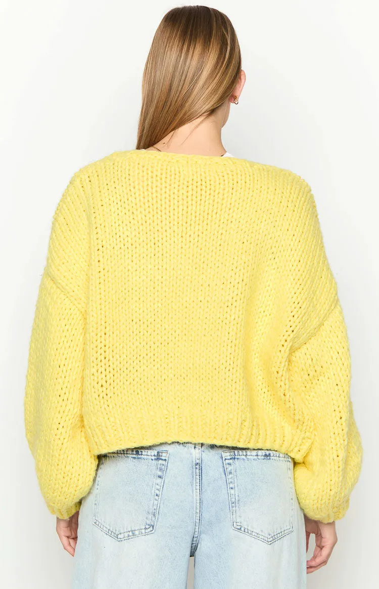 Bad Habits Yellow Knit Cardigan