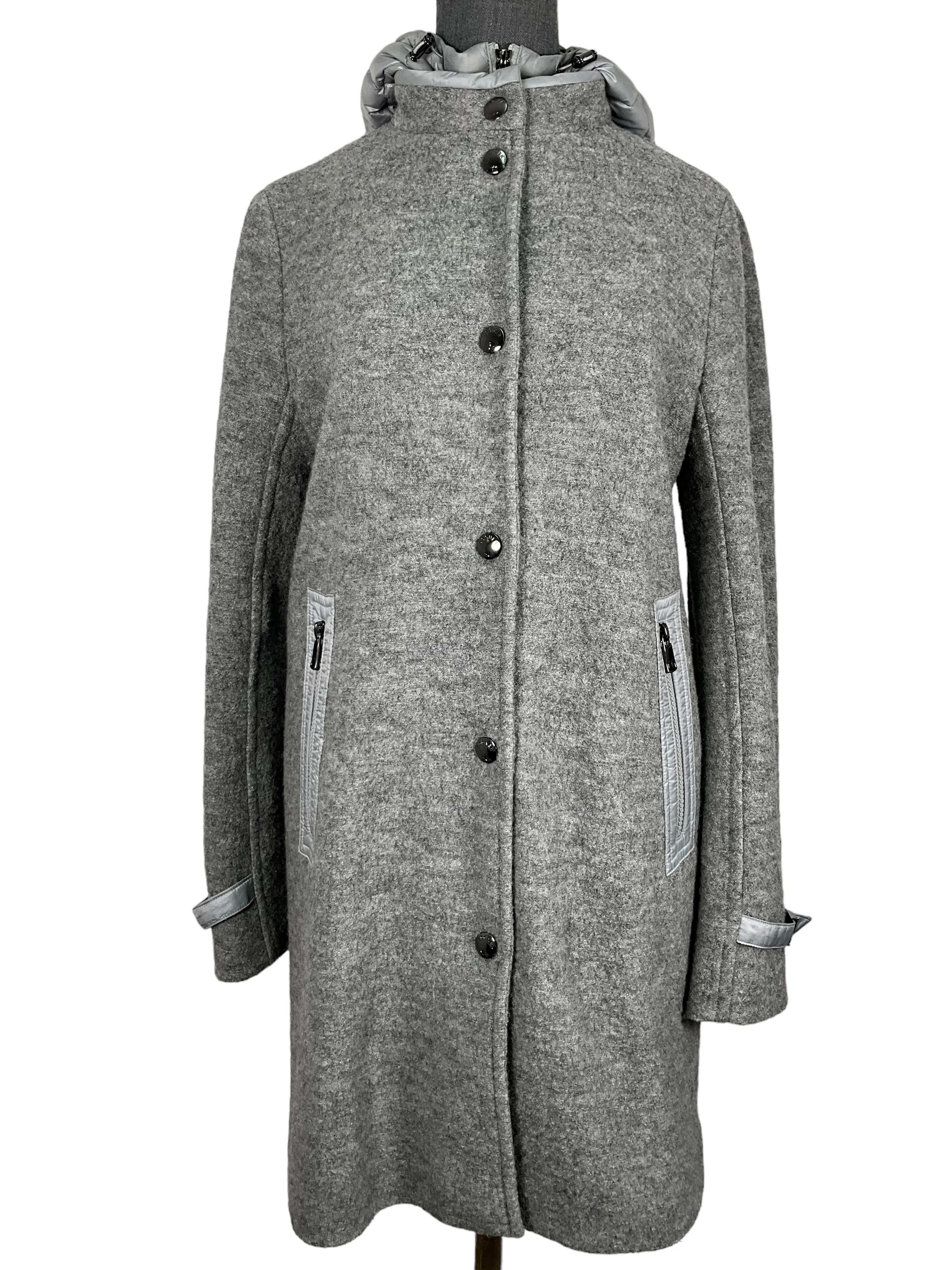 Bogner Gray Wool Coat With Detachable Quilt Size S