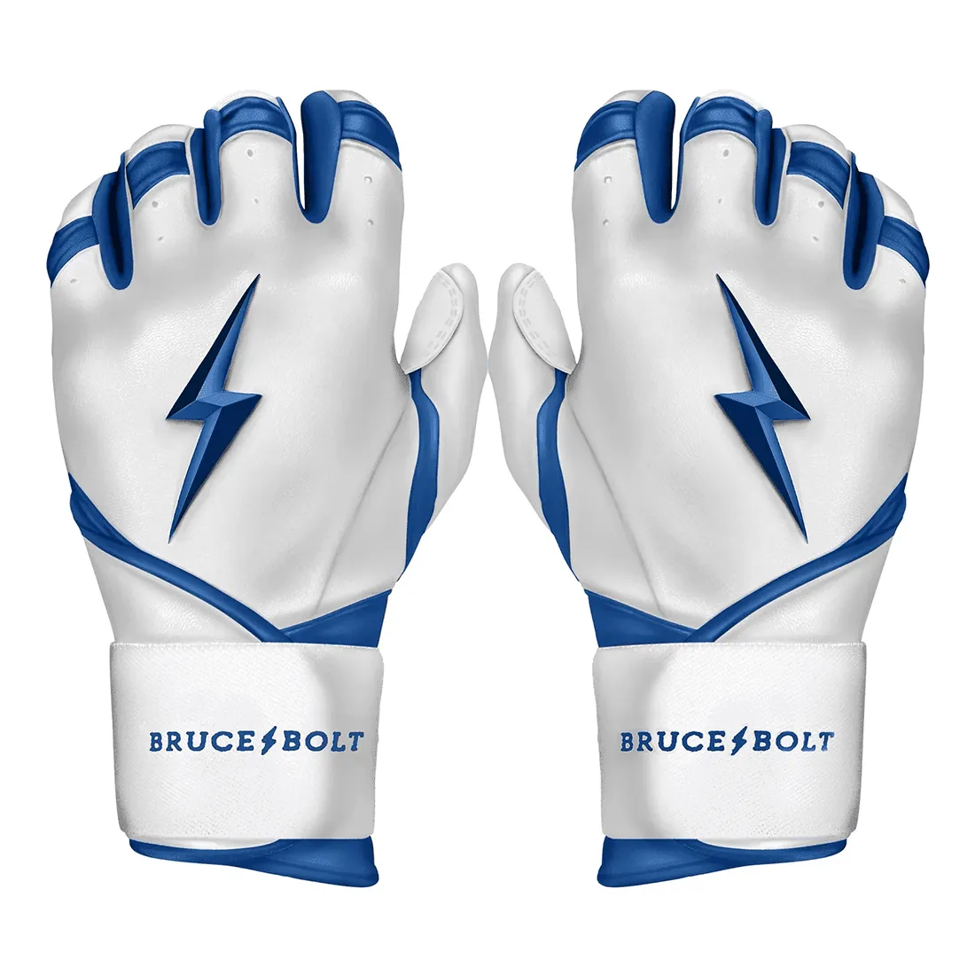 Bruce Bolt Premium Pro Chrome Series Long Cuff Batting Gloves: Royal