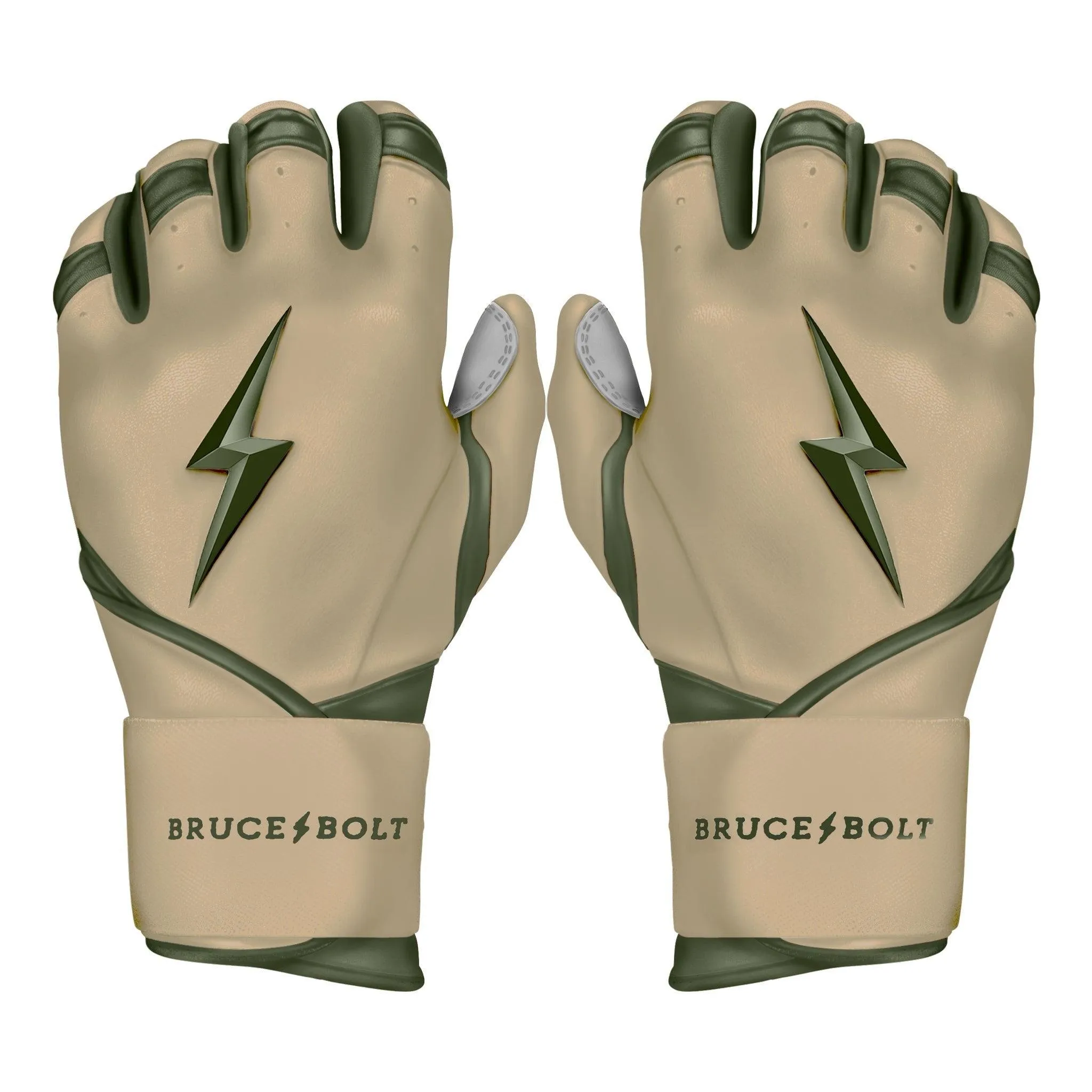 Bruce Bolt Premium Pro Military Series Long Cuff Batting Gloves: Beige