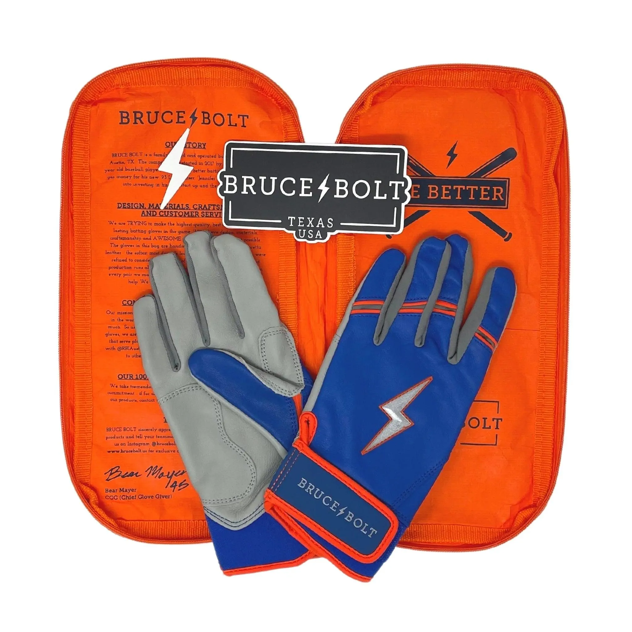 Bruce Bolt PREMIUM PRO NIMMO Short Cuff Batting Gloves: Blue