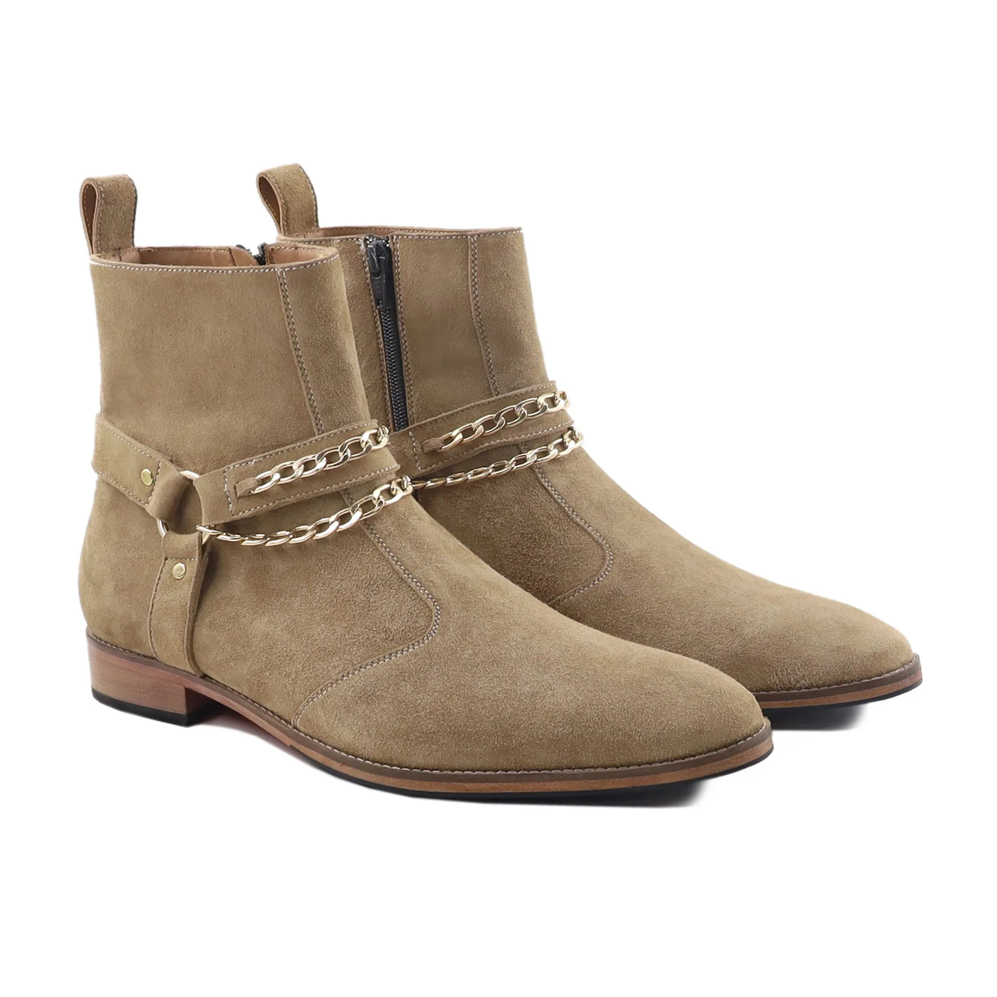 Buroku - Men's Camel Kid Suede Jodhpur Boot