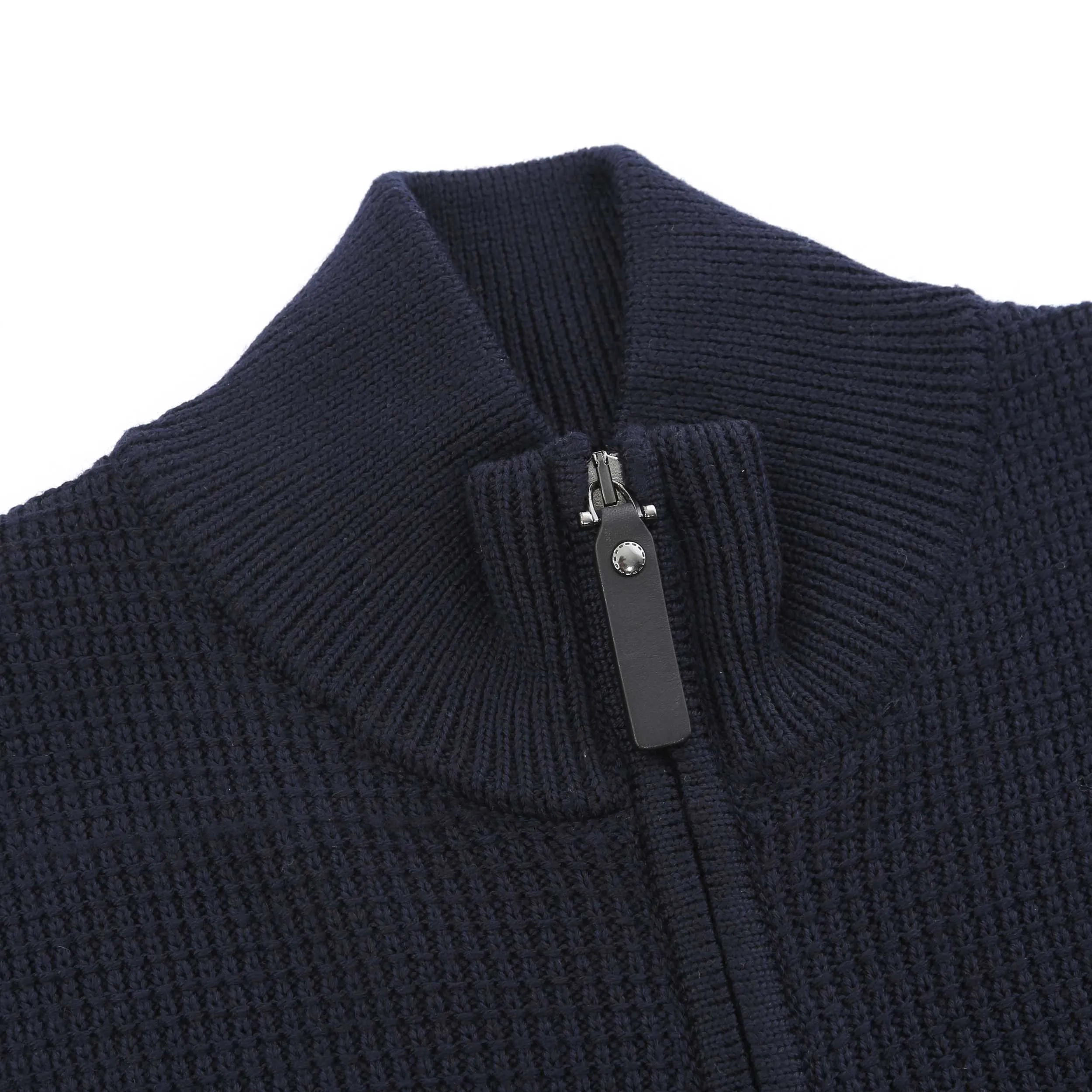 Canali Open Weave Cardigan in Navy