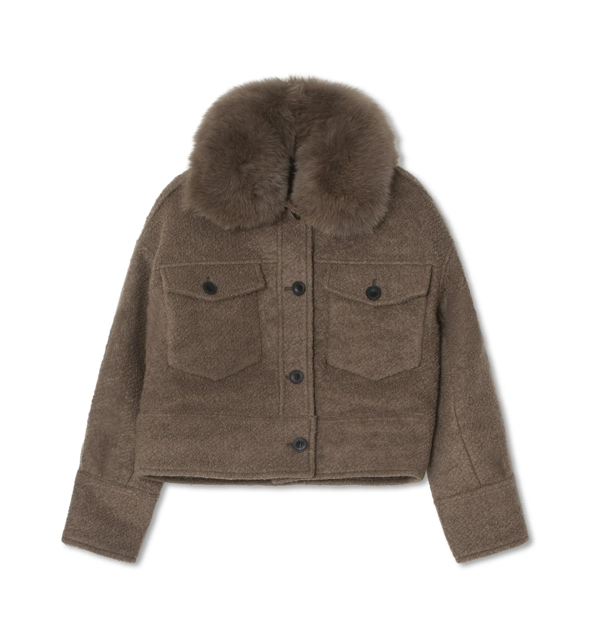 CHARLIE JACKET WOOL BOUCLE - GREY/BROWN