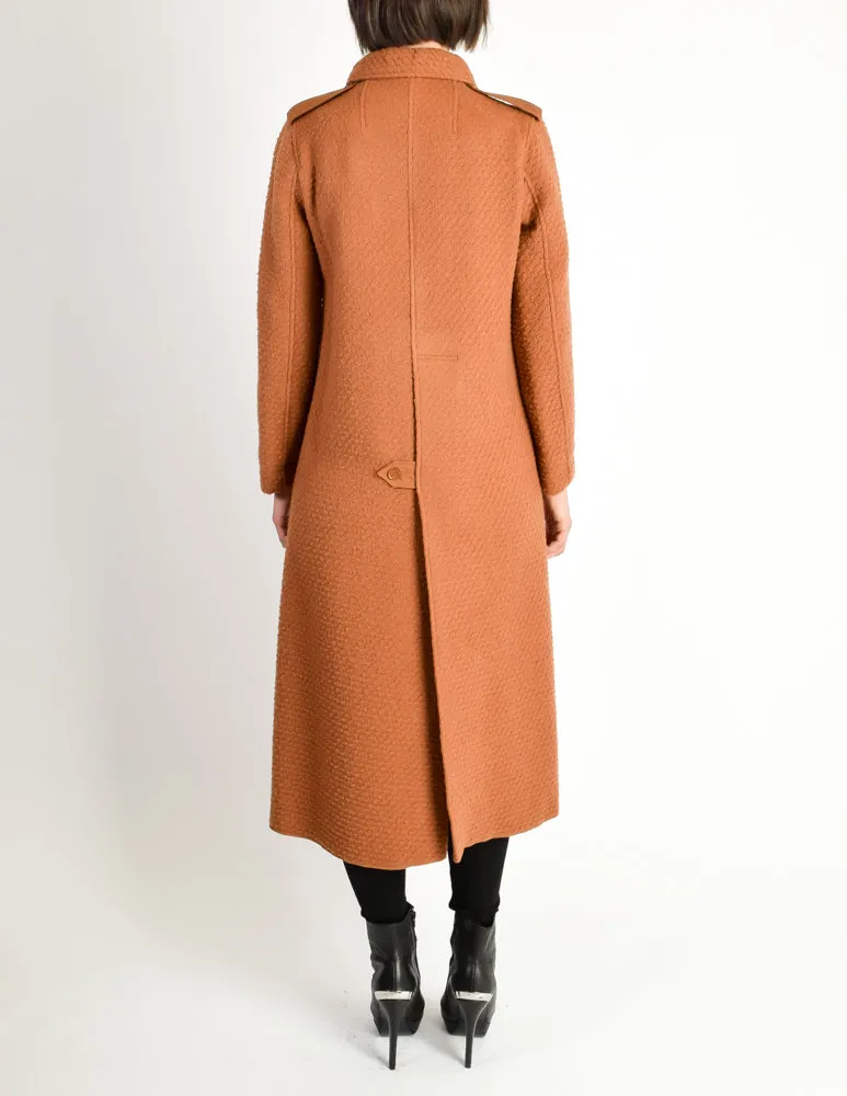 Courreges Vintage Rust Orange Brown Boucle Wool Button Up Coat