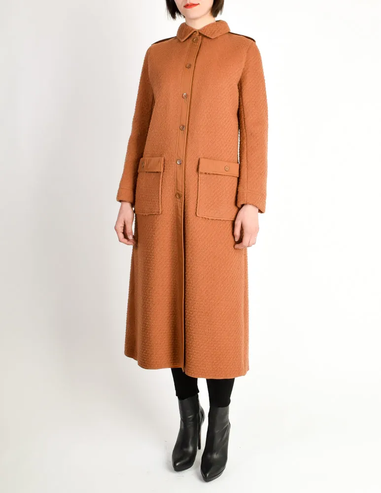 Courreges Vintage Rust Orange Brown Boucle Wool Button Up Coat