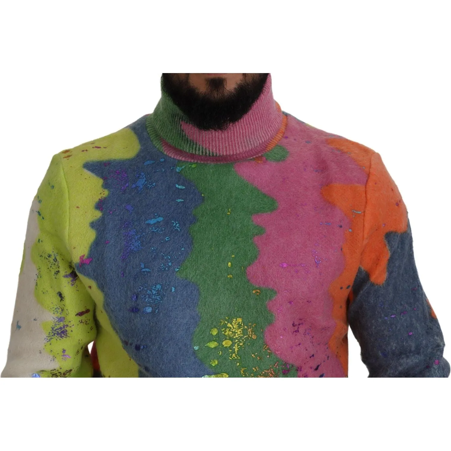 Dolce & Gabbana Multicolor Turtleneck TV Motive Sweater