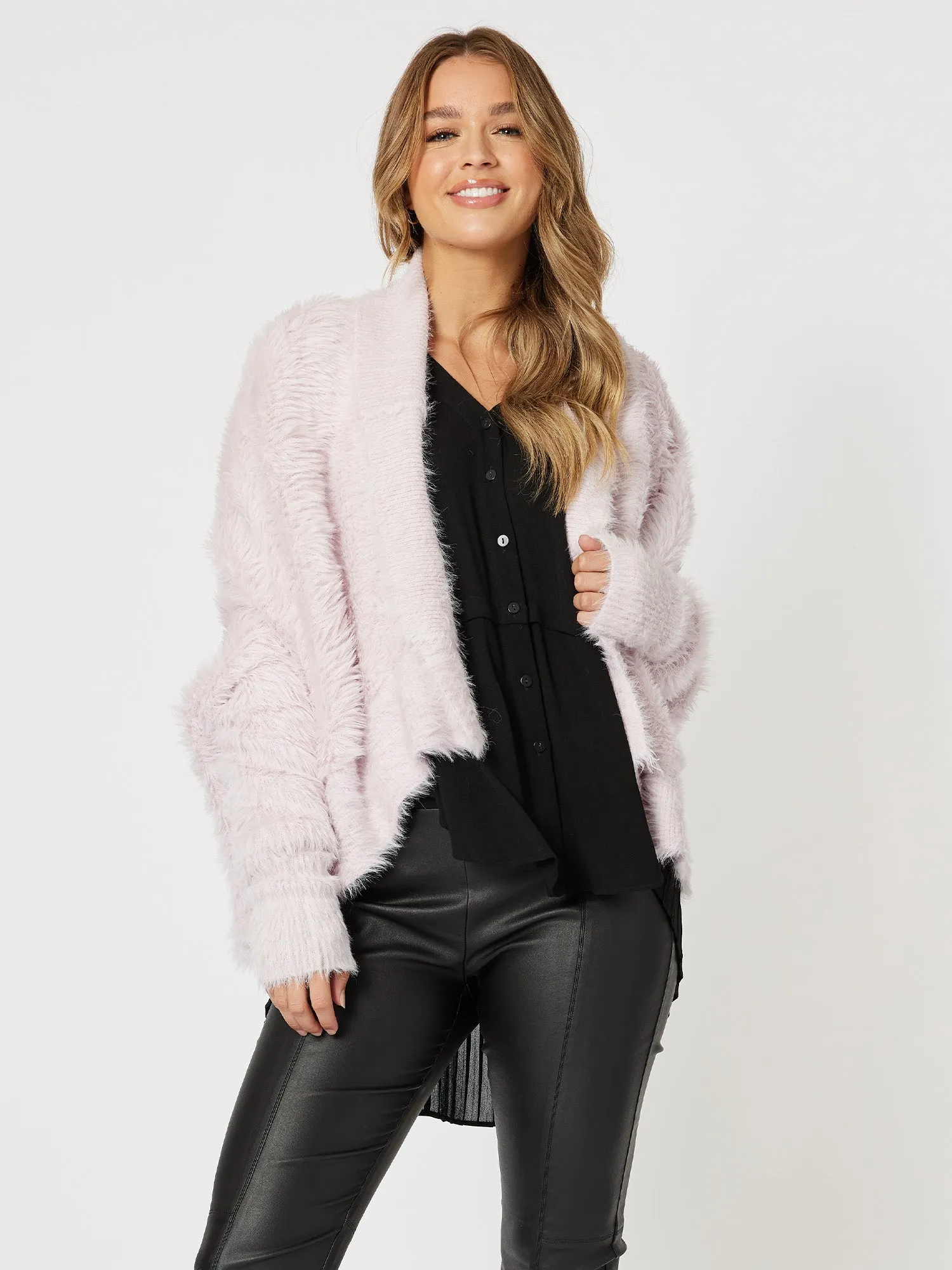 Feather Knit Cardigan - Lilac