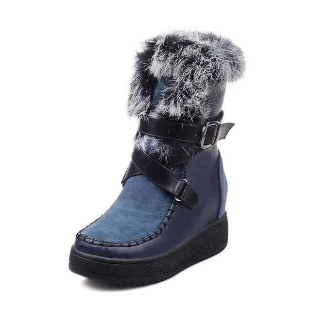 Height Increasing Warm Rabbit Fur Snow Boots