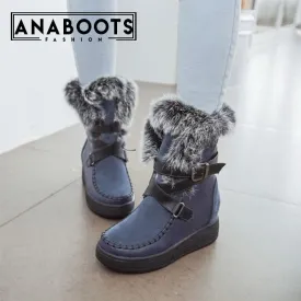 Height Increasing Warm Rabbit Fur Snow Boots