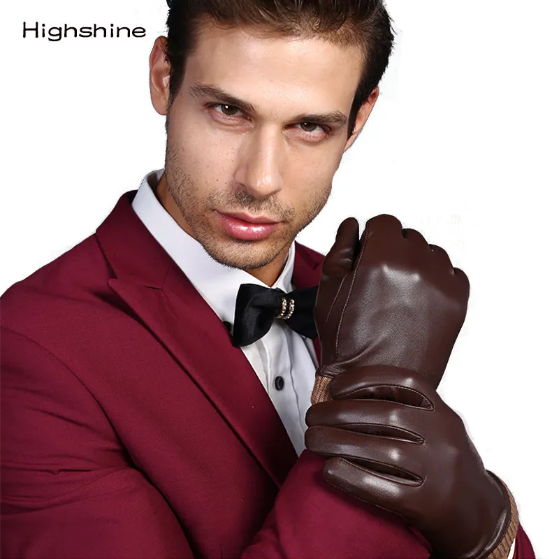 HighShine Mens Luxury Italian Goatskin Leather Gloves Wool Lined Soft leather Driving Gloves For Men