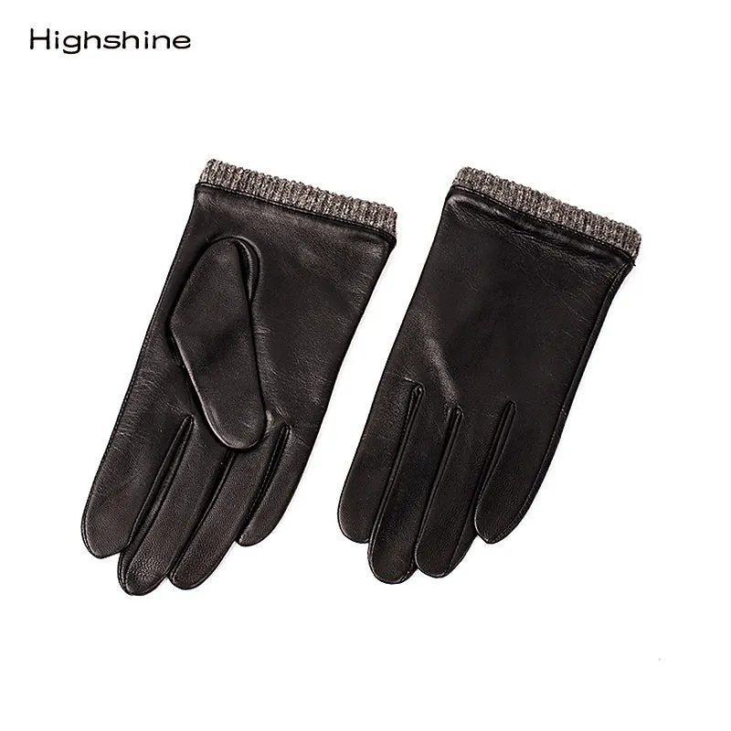 HighShine Mens Luxury Italian Goatskin Leather Gloves Wool Lined Soft leather Driving Gloves For Men