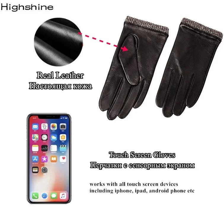 HighShine Mens Luxury Italian Goatskin Leather Gloves Wool Lined Soft leather Driving Gloves For Men