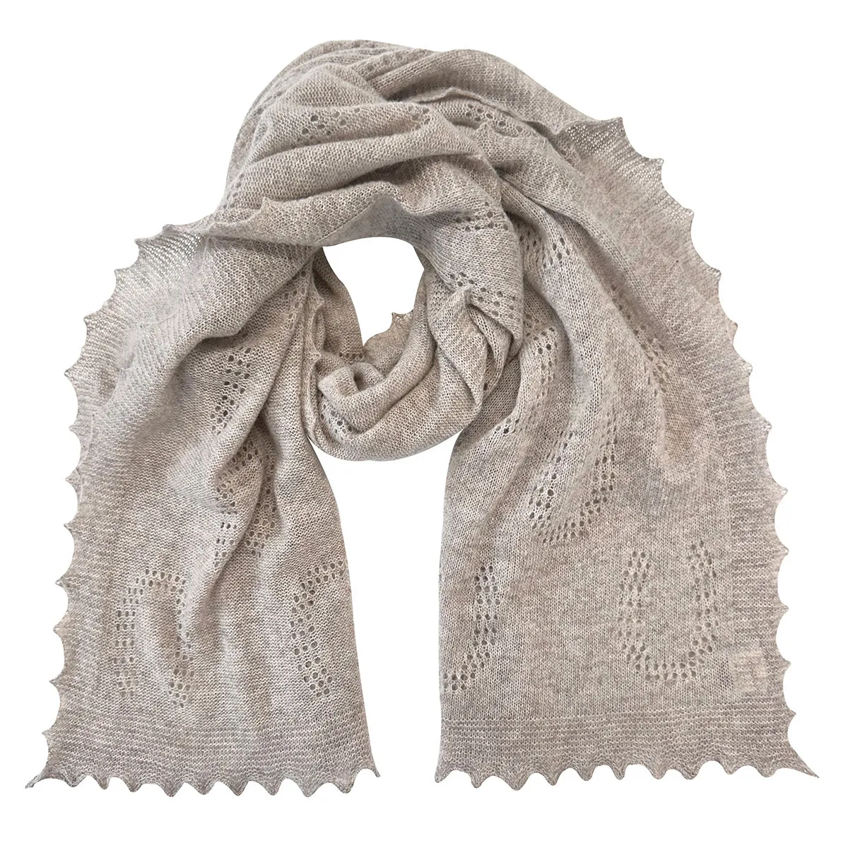 Horseshoe Lambswool Scarf - Edelweiss