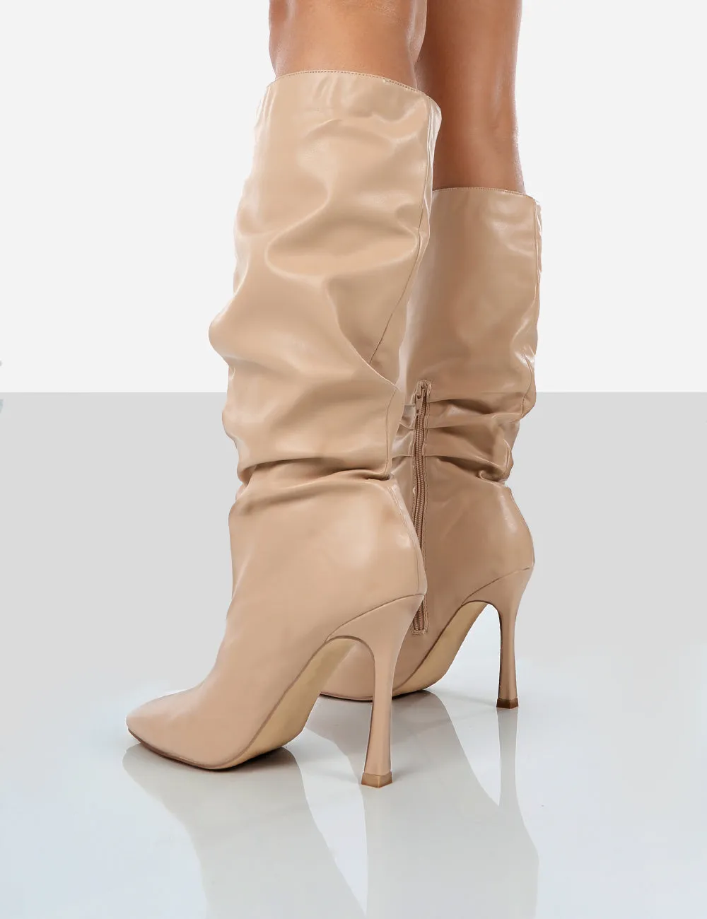 Iris Nude Pointed Toe Stiletto Knee High Boots