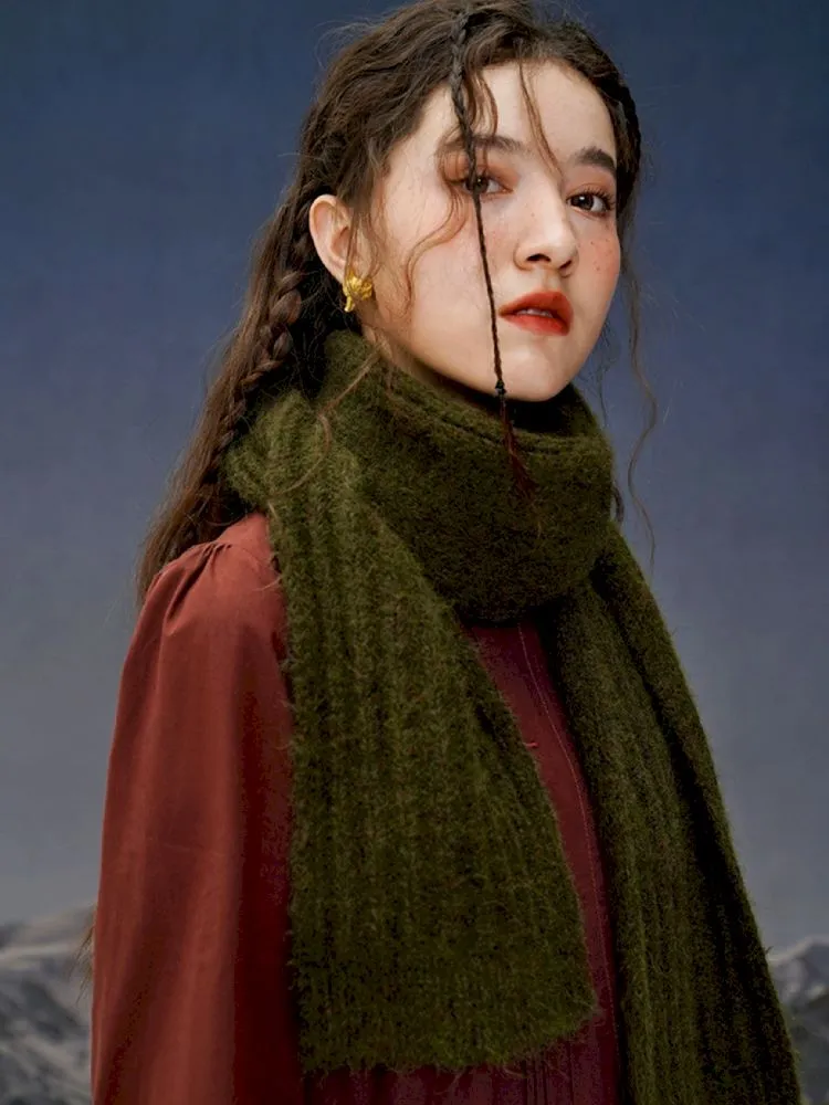 Knitted warm shawl retro pretty scarf【s0000005385】