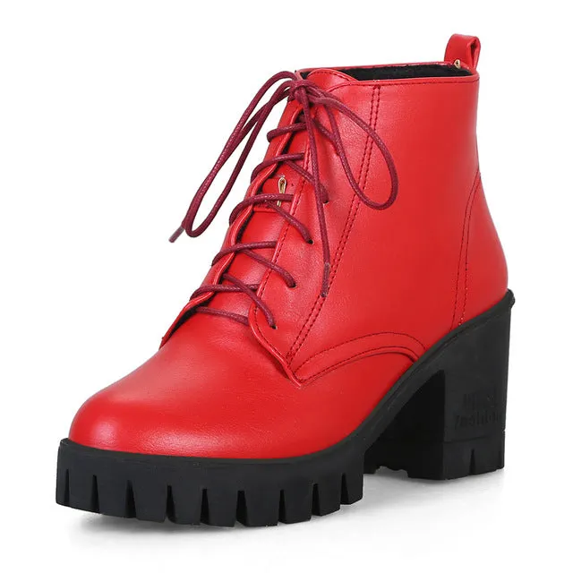 Lace Up Ankle Boots Woman