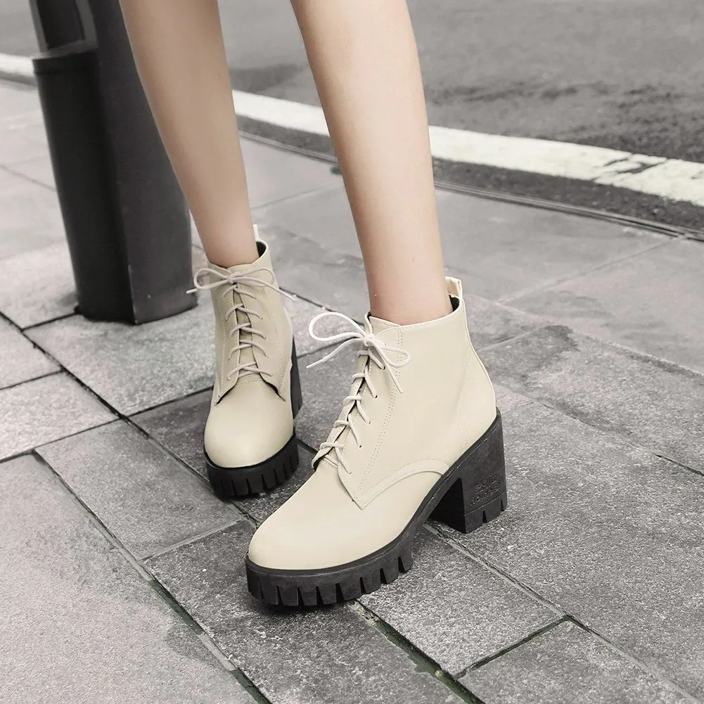 Lace Up Ankle Boots Woman