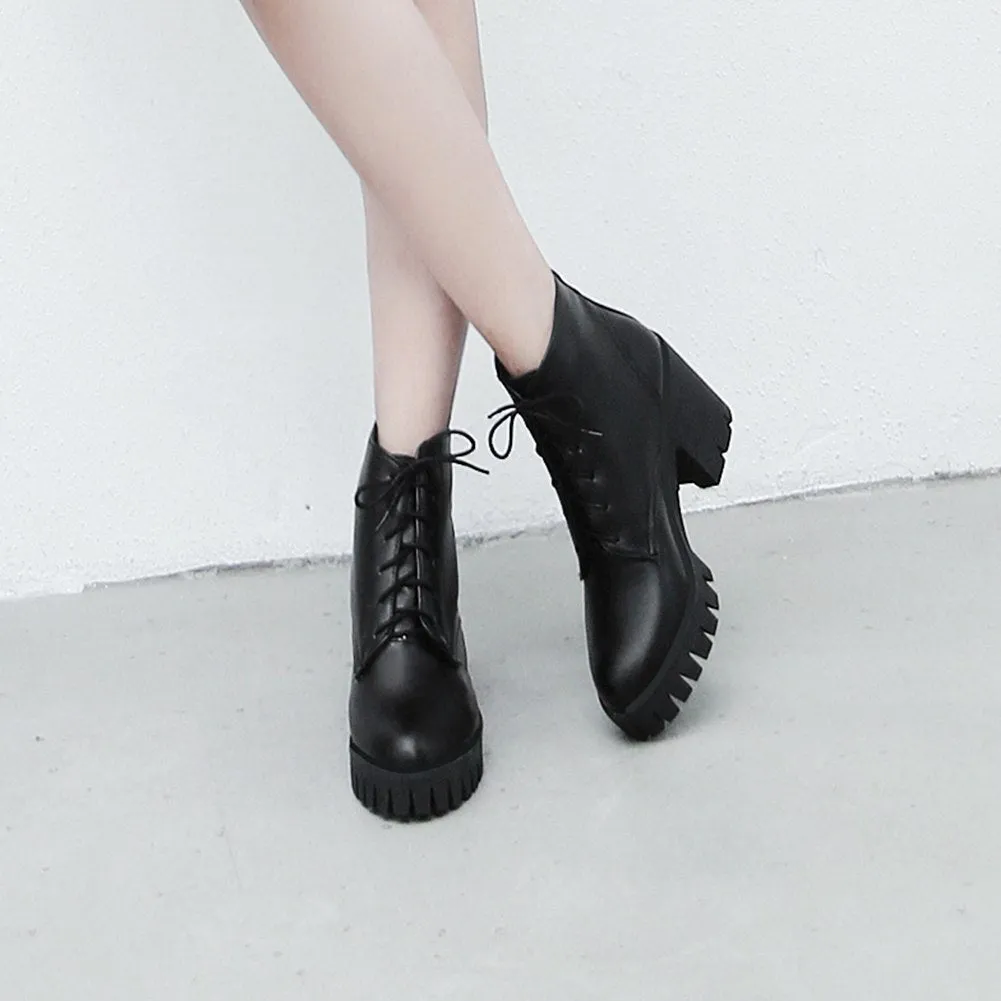 Lace Up Ankle Boots Woman