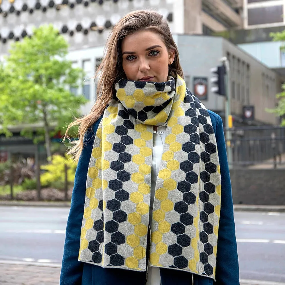 Ladies Lambswool Hexagon Scarf - Brass