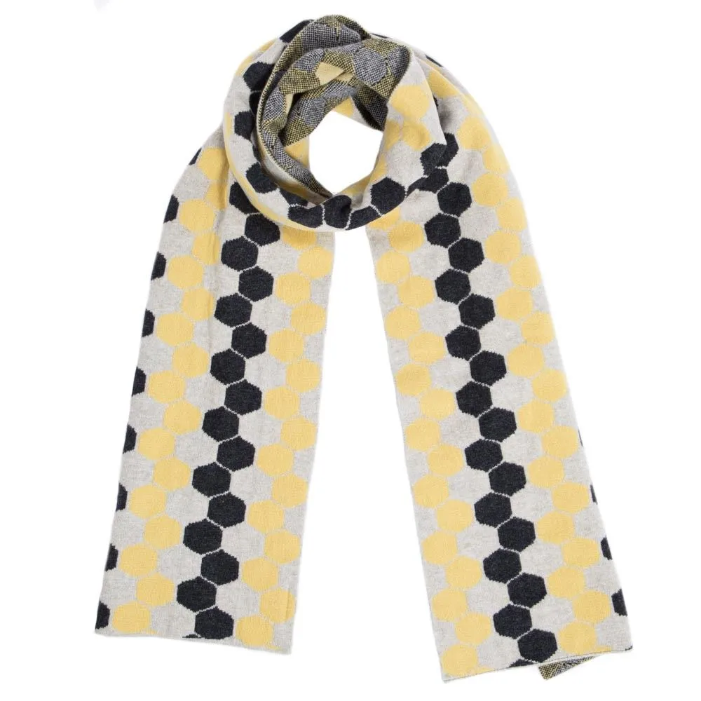 Ladies Lambswool Hexagon Scarf - Brass