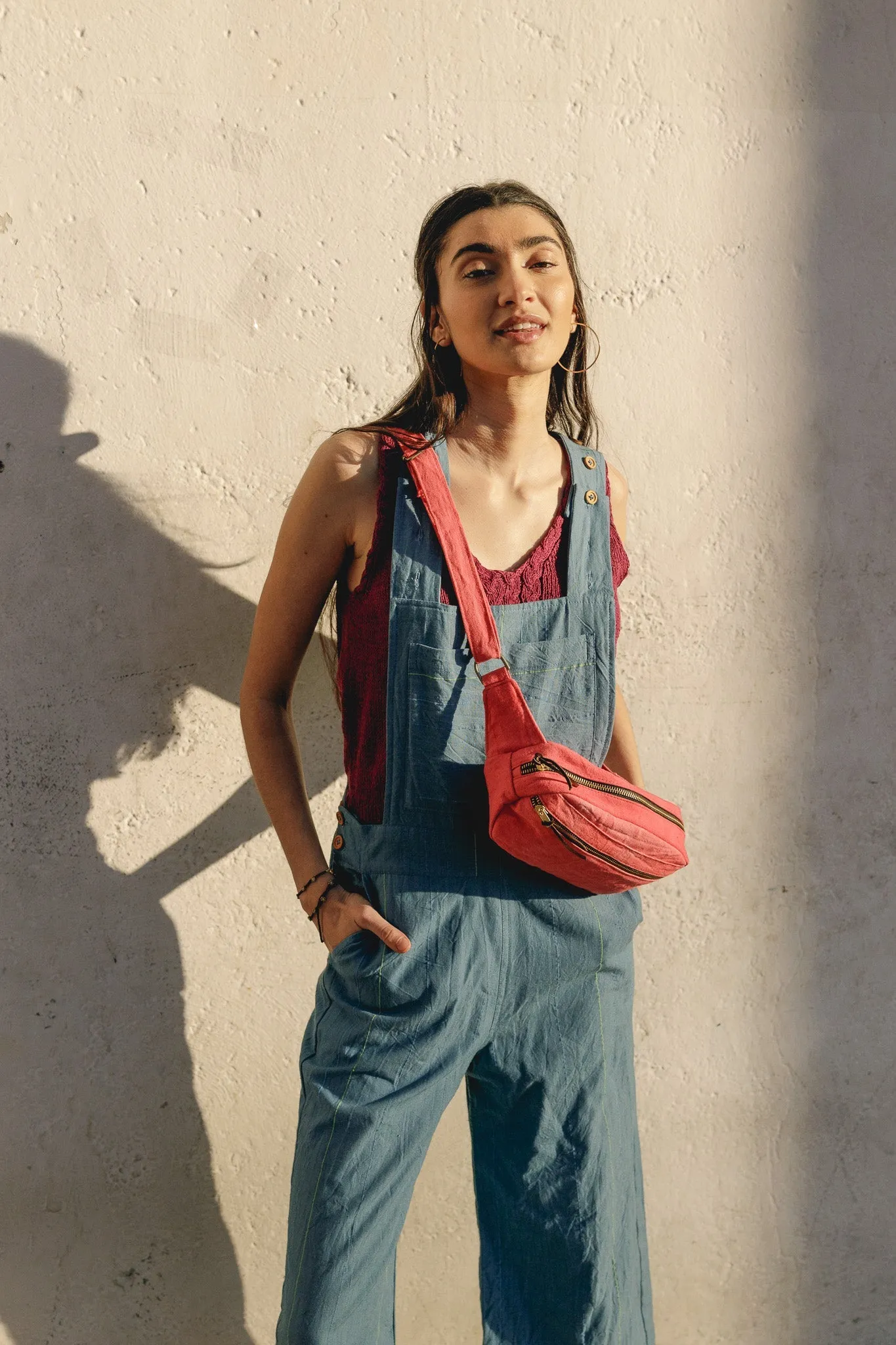 Laura Hand Knit Cotton Tank in Rose - XL