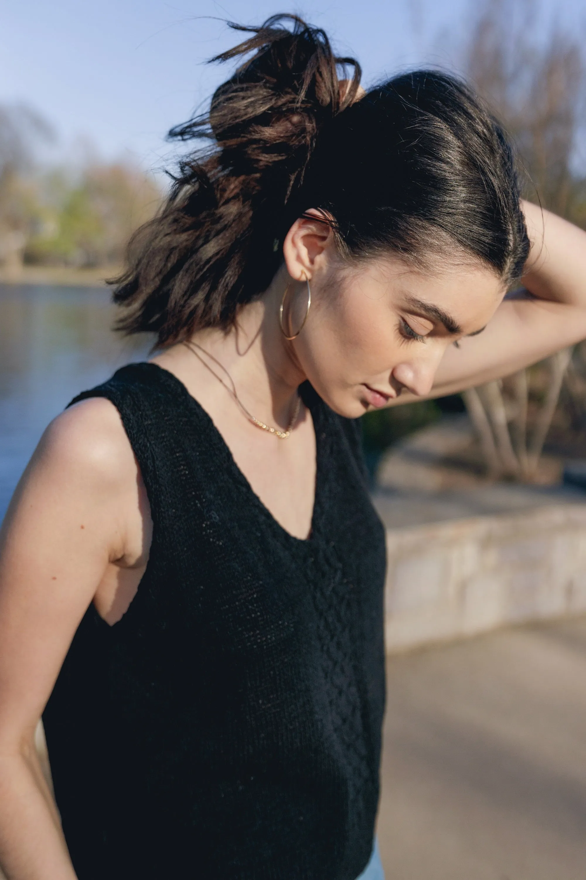 Laura Hand Knit Cotton Tank in Rose - XL