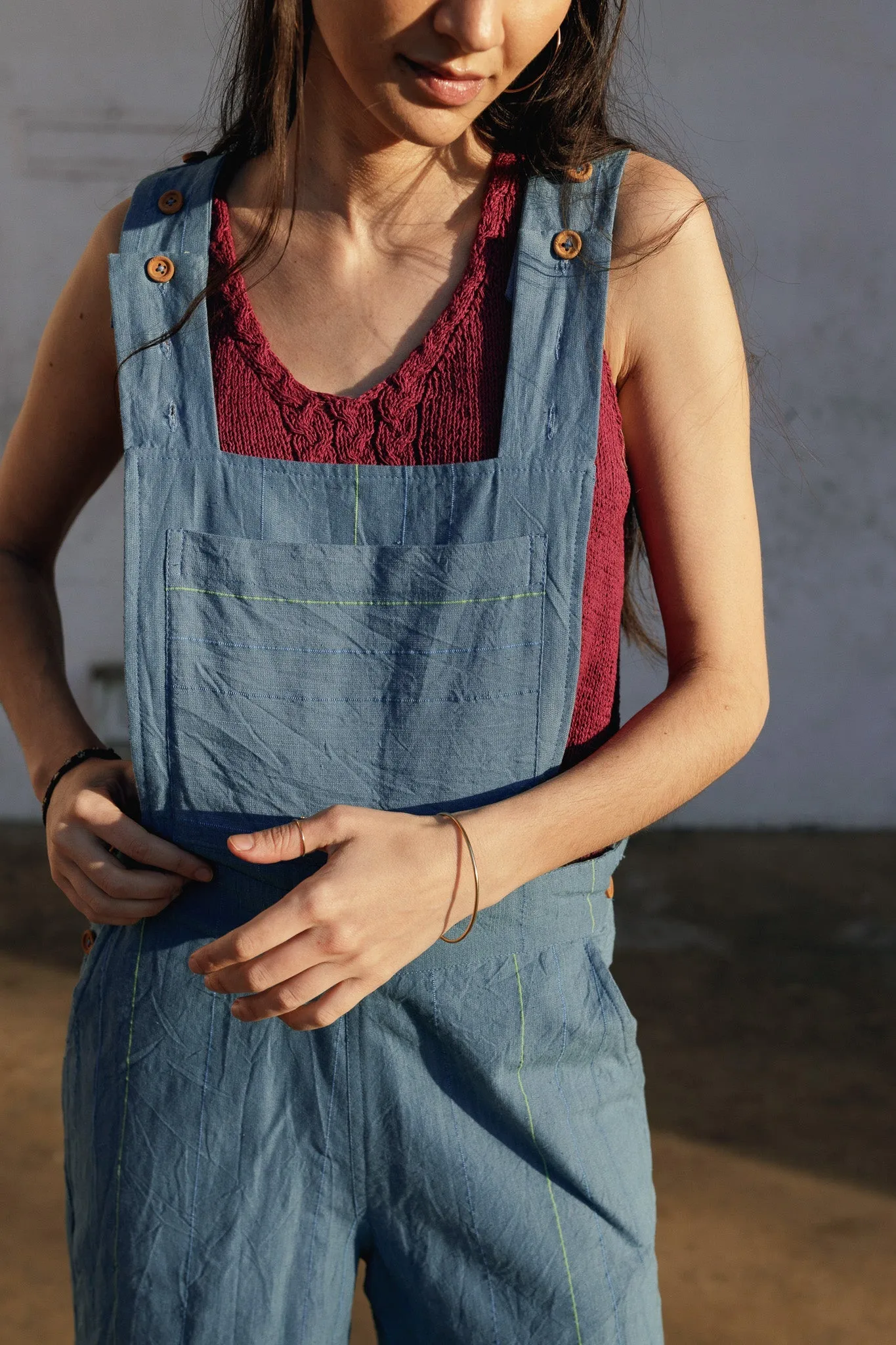 Laura Hand Knit Cotton Tank in Rose - XL