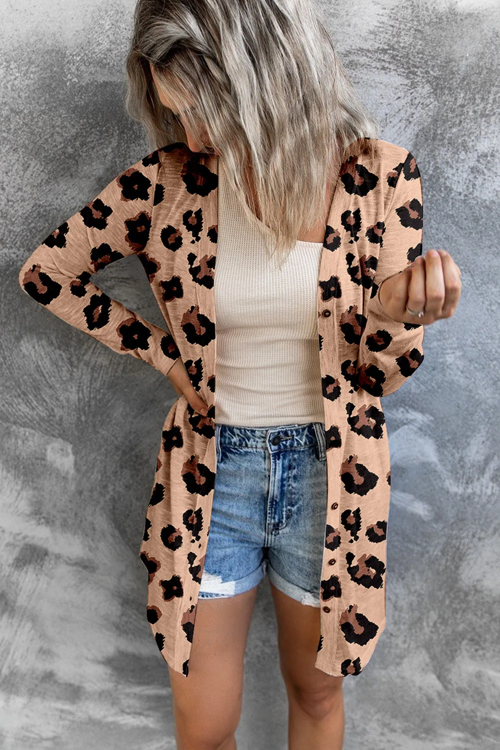 Leopard Printed Open Front Cardigan