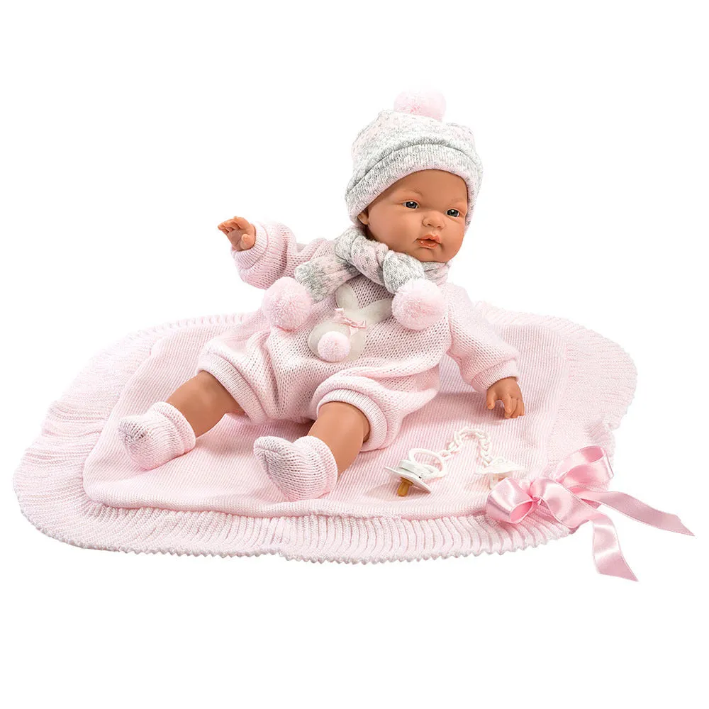 Llorens - Baby Girl Doll with Crying Mechanism & Blanket: Joelle 38cm (Mechanism Optional)