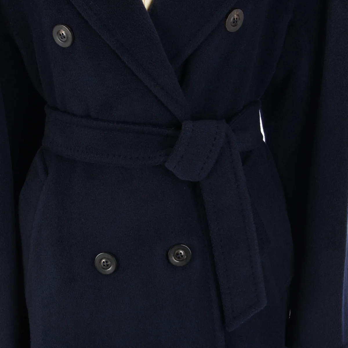 Max Mara Navy Wool Blend 101801 Icon D.B. Coat IT 38