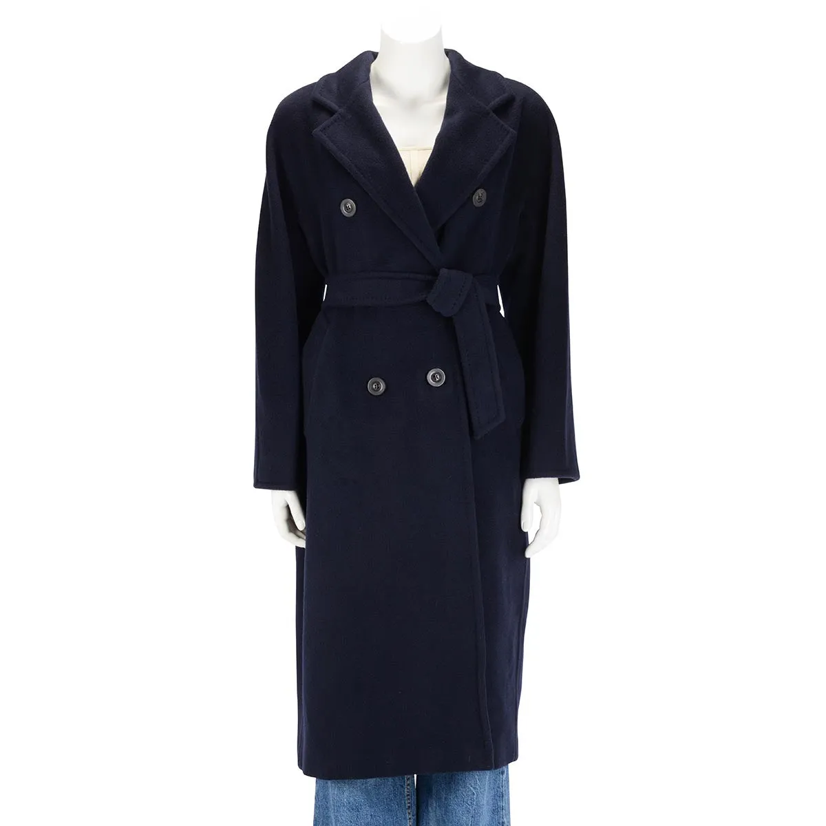 Max Mara Navy Wool Blend 101801 Icon D.B. Coat IT 38