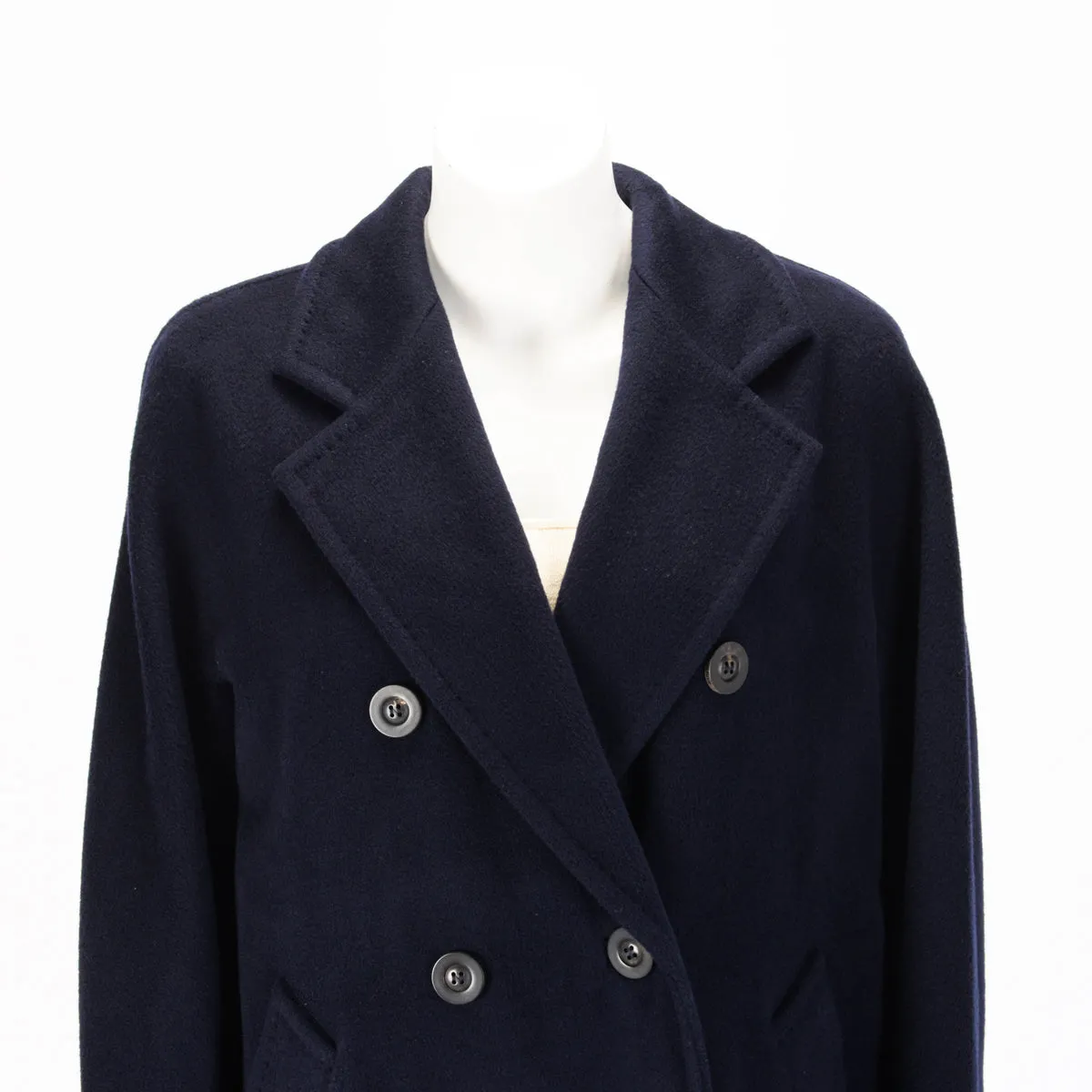 Max Mara Navy Wool Blend 101801 Icon D.B. Coat IT 38