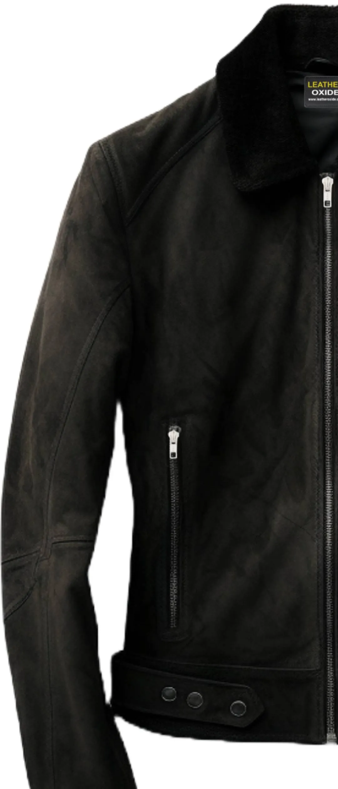 Men Suede Leather Jacket Black - Suede Black Jacket