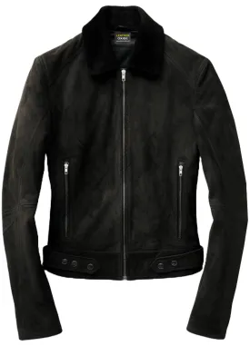 Men Suede Leather Jacket Black - Suede Black Jacket