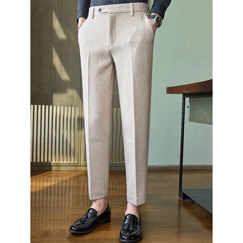 Men's Winter Thickened Casual Slim Straight Trousers