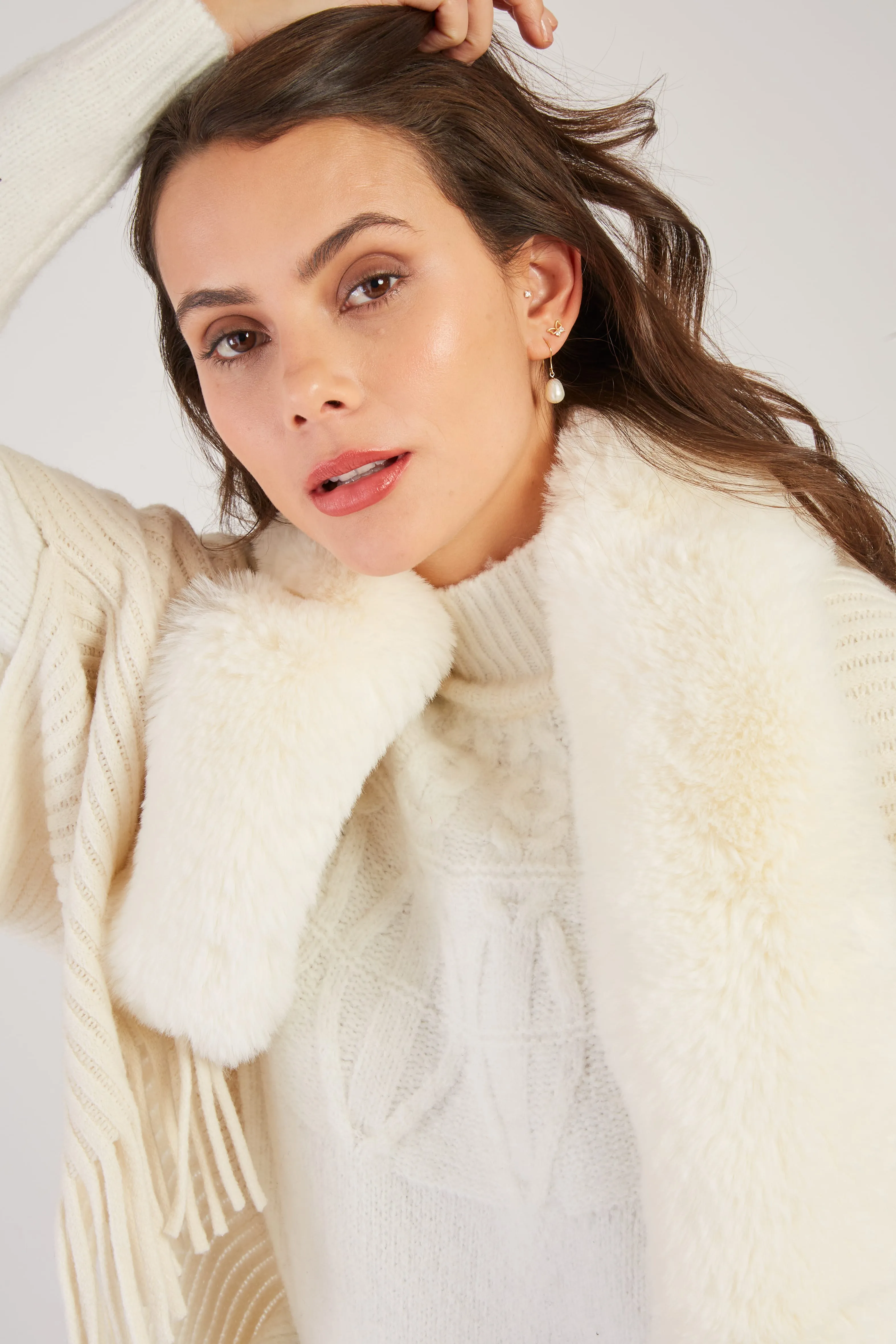 Nelly Faux Fur Shrug/Shawl  -Kelly Green