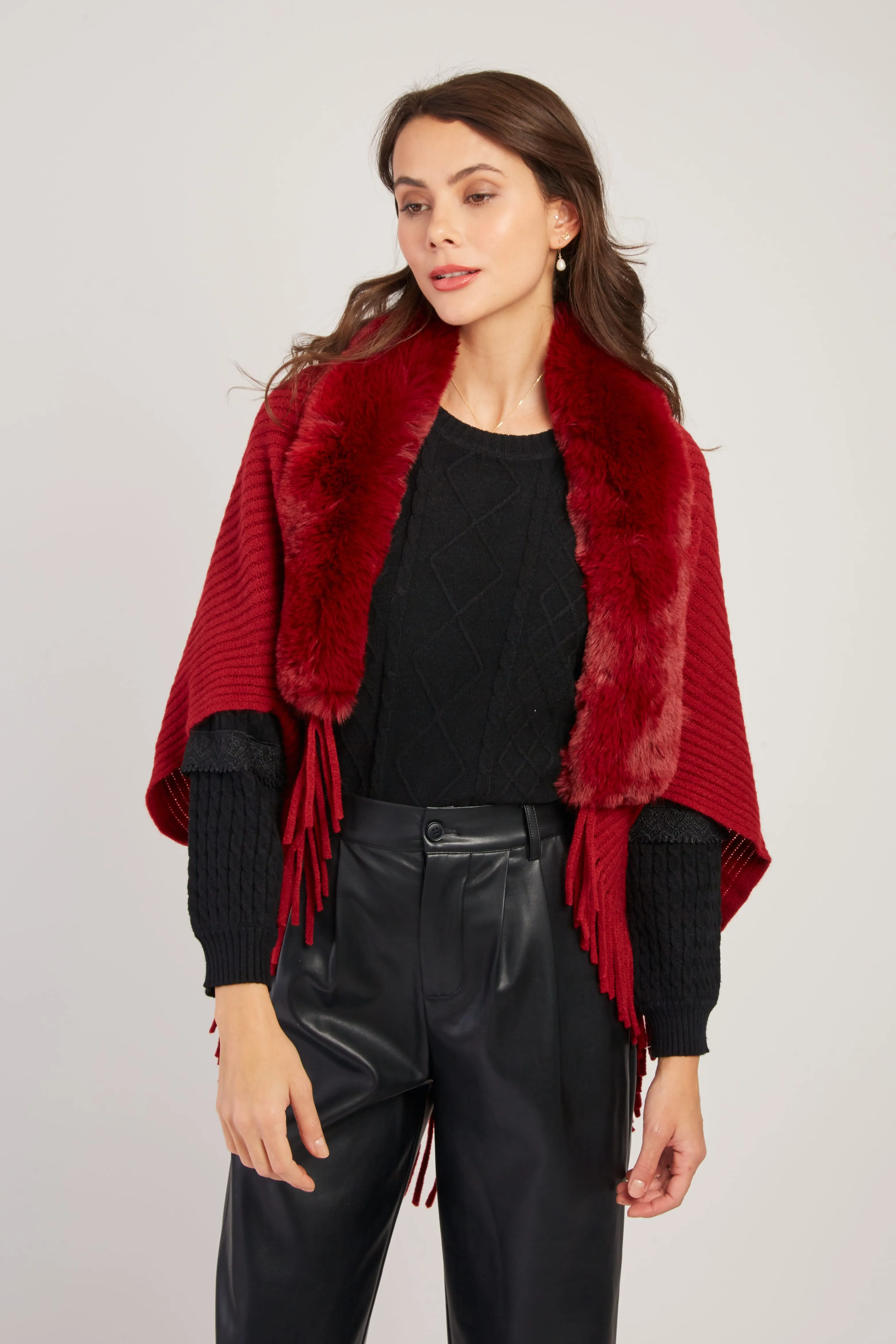 Nelly Faux Fur Shrug/Shawl  -Kelly Green