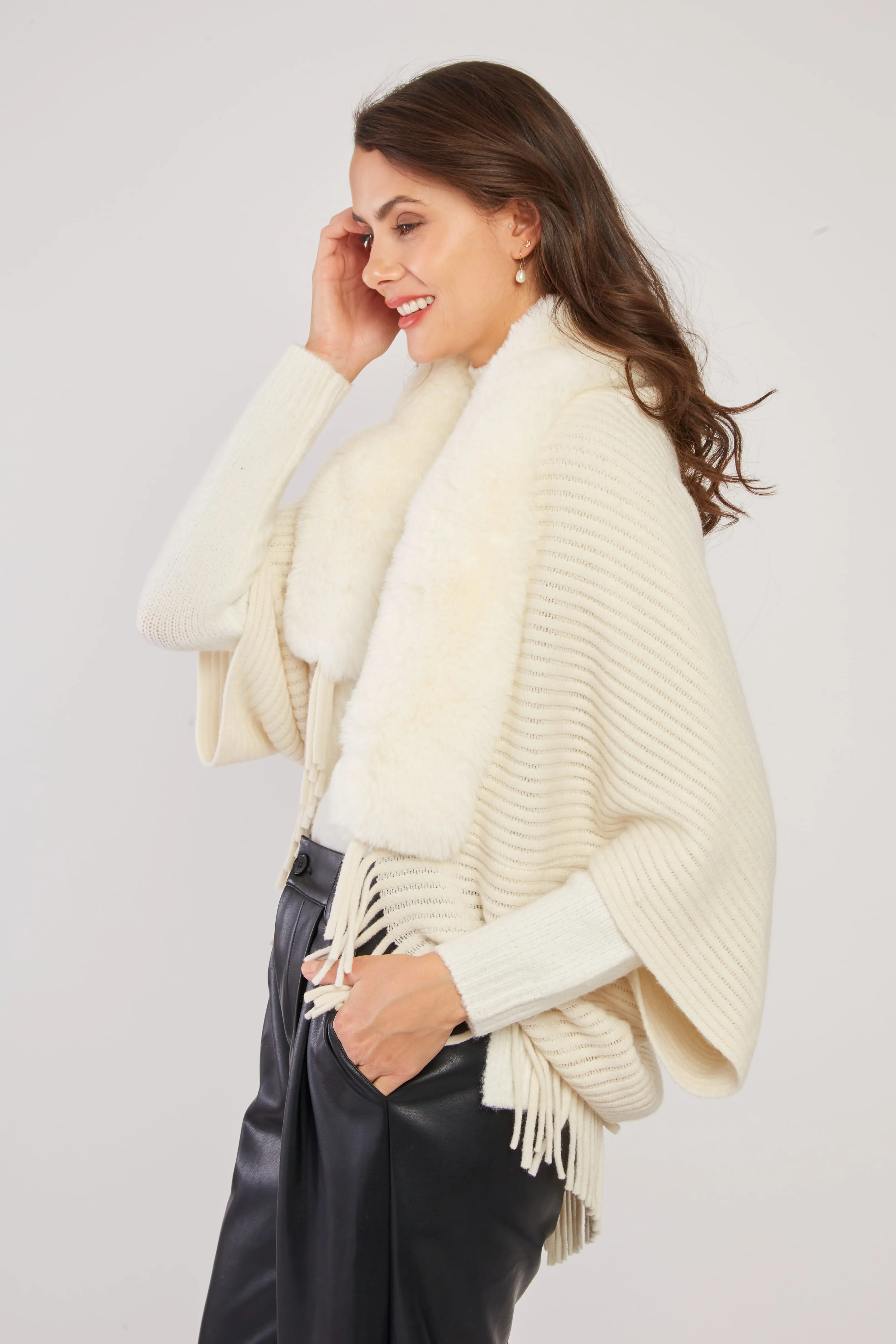 Nelly Faux Fur Shrug/Shawl  -Kelly Green